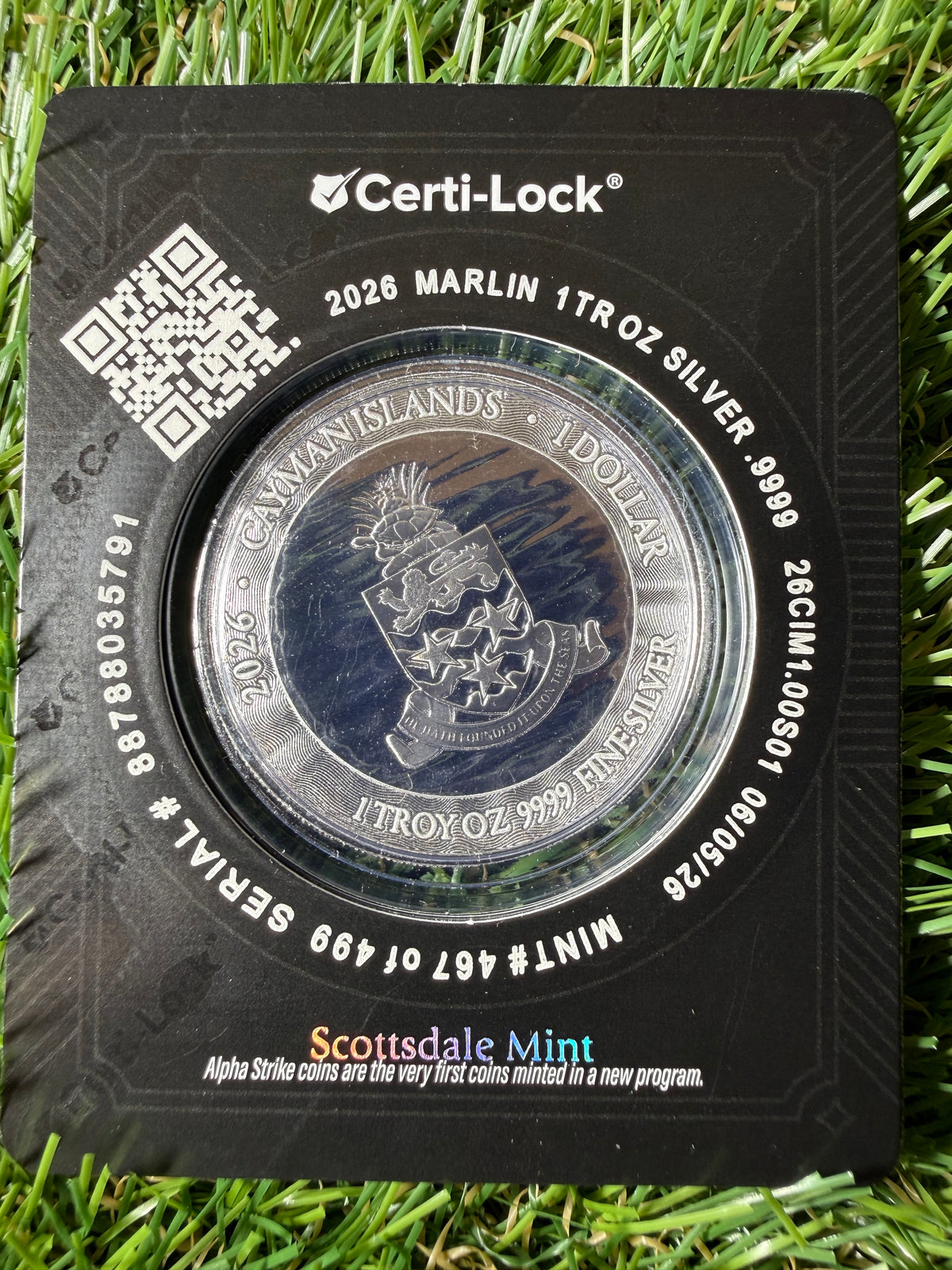 2025 Scottsdale Mint Cayman Islands Marlin 1 oz Silver Coin Alpha Strike™ in Certi-Lock case