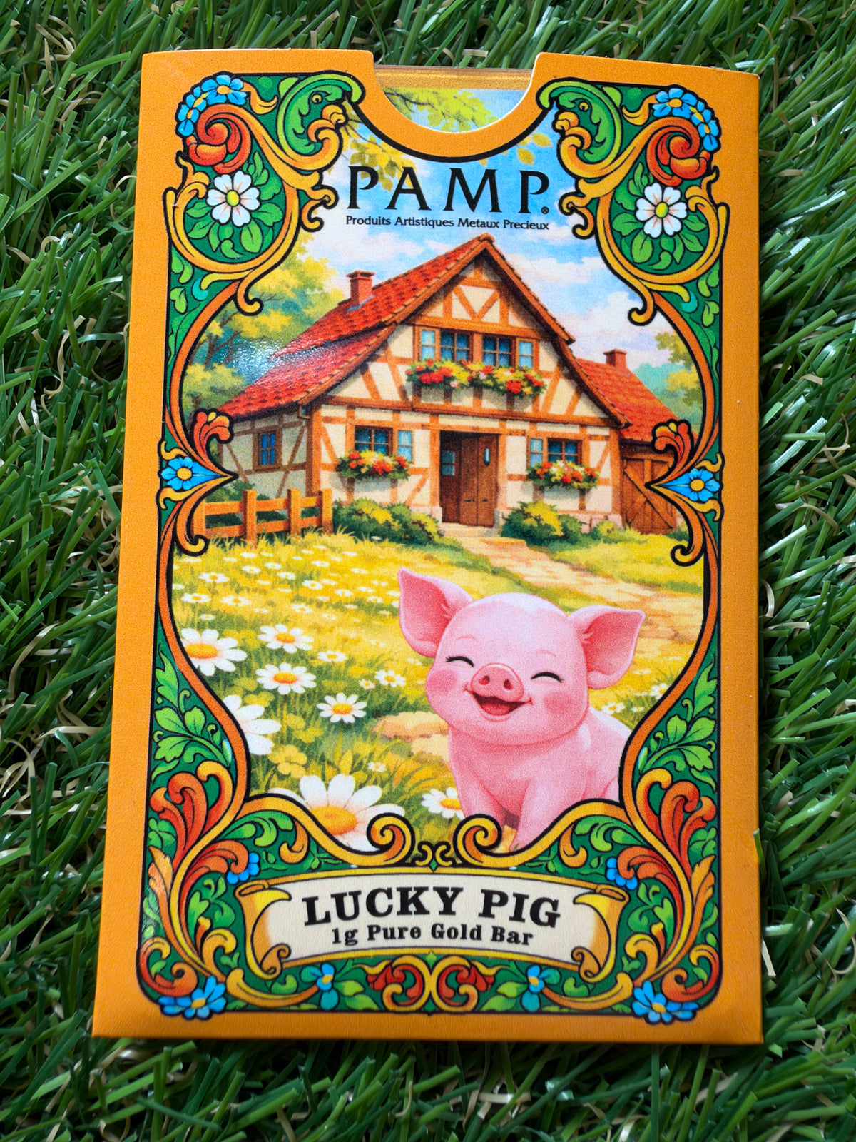 PAMP Lucky Pig 1 Gram 999.9 Fine Gold Bar in Assay 5000 Mintage