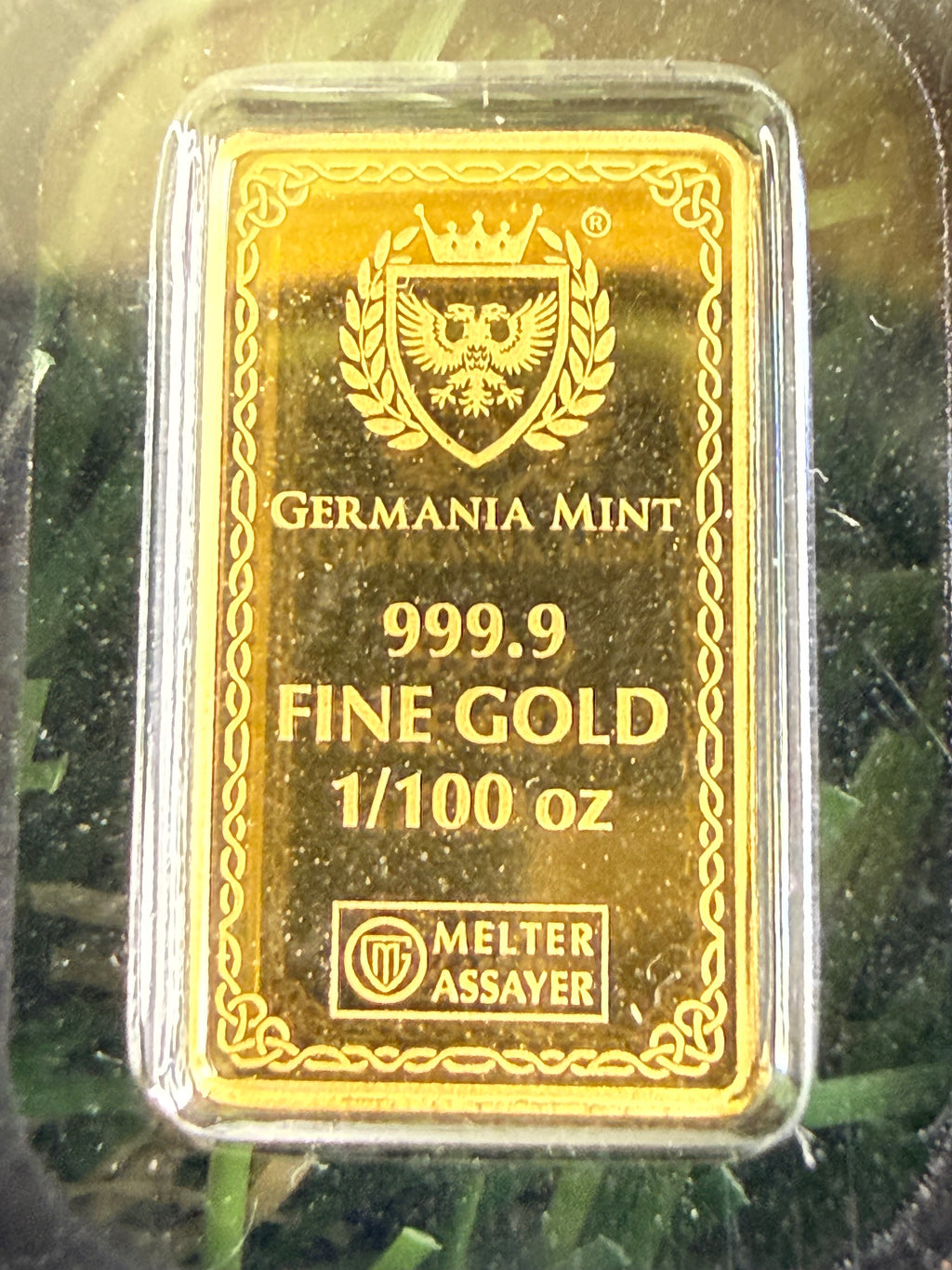 Germania Mint Odin 1/100oz Proof Gold Bullion Bar 999.9 Fine Gold.  5000 Mintage