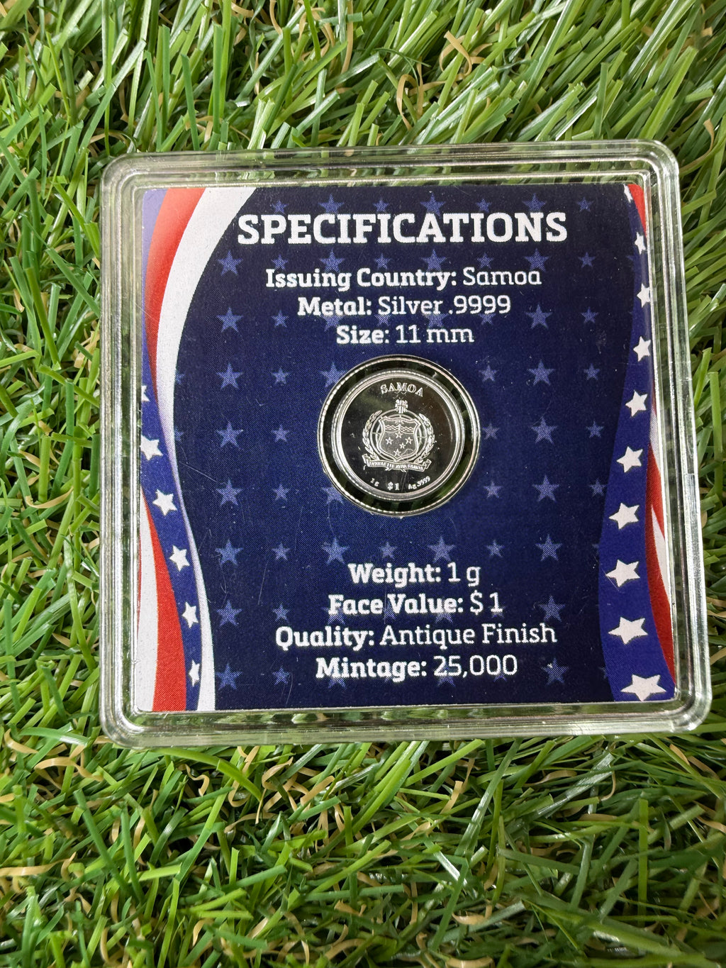 1 Gram .999 Fine Silver Samoa $1 Coin Limited Edition Independence Day - In Assay