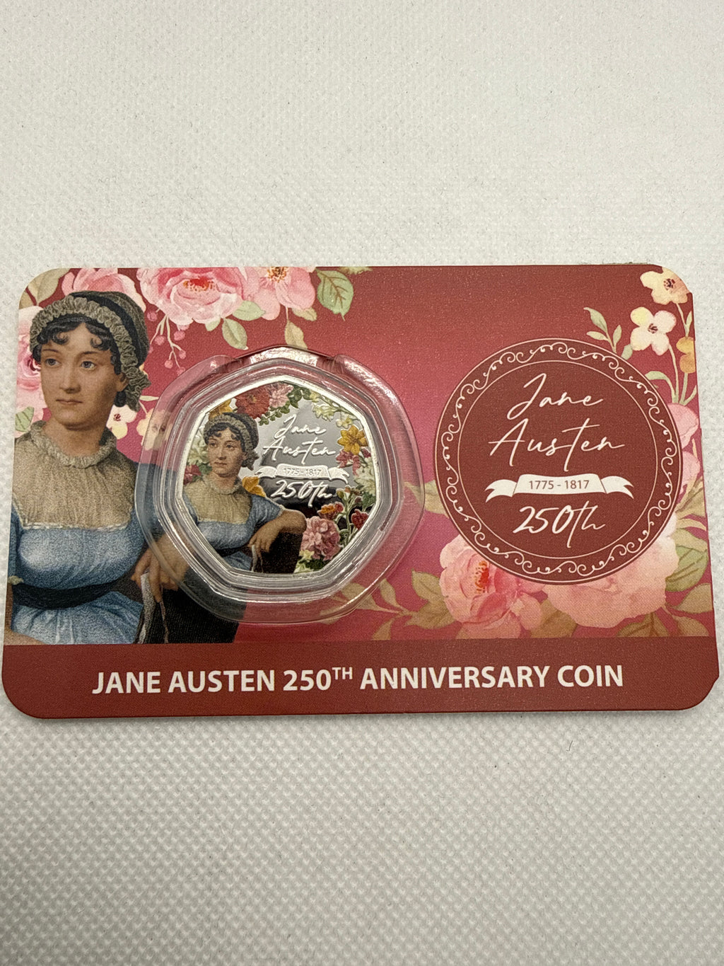 Jane Austin 250th Anniversary Coin 2026, Proof like 999 Silver Plated Coin