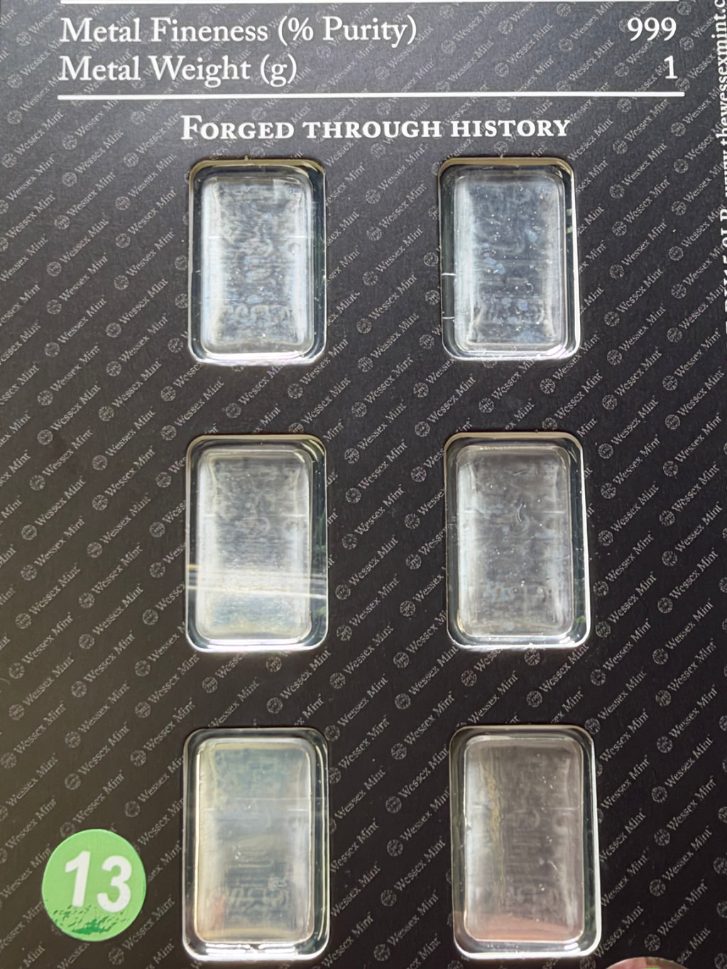 Wessex Mint Silver 6 x George and The Dragon 1g 999 Fine Silver Bars🐉
