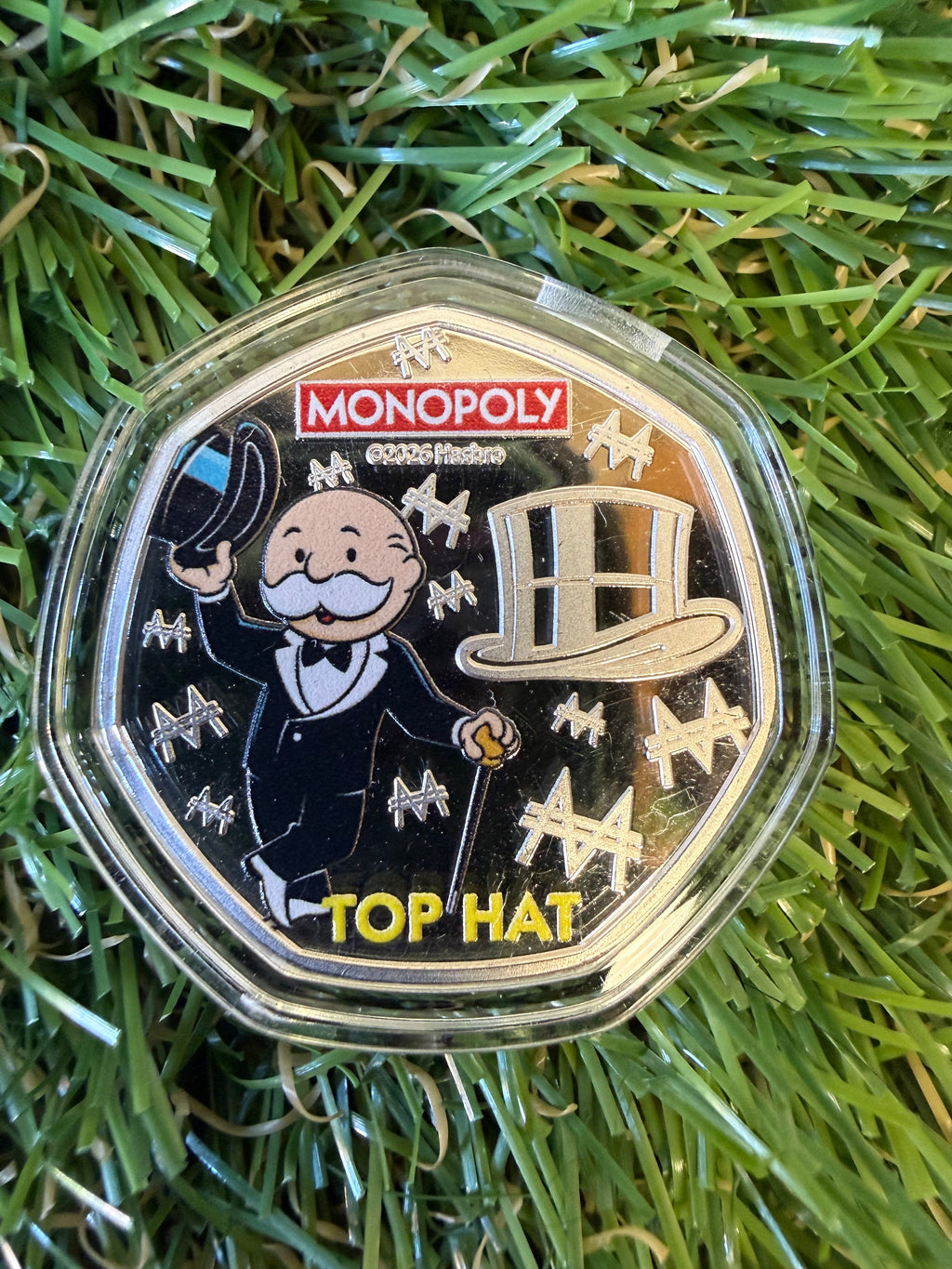 Monopoly Top Hat 50 Cent Silver Plated BU Coin in Capsule 2026.