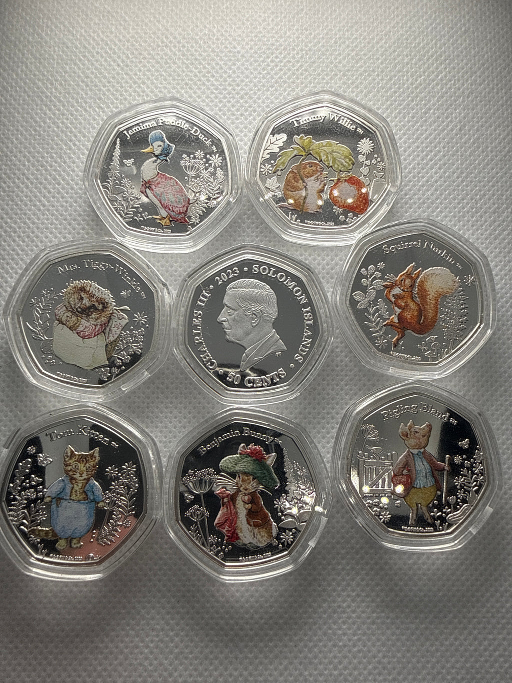 Peter Rabbit 2023 50 pence silver plated coins - Various Designs Available