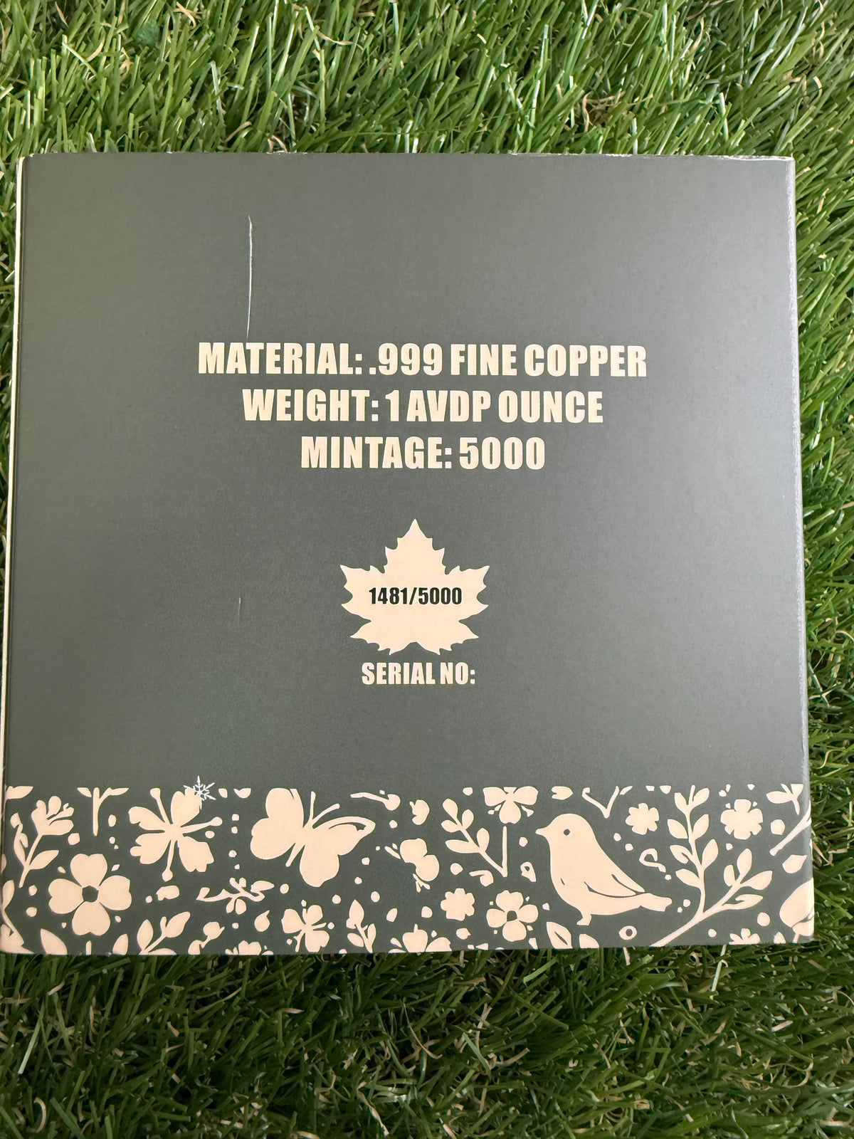 1oz .999 Copper Round Diamond Dust Maple Series Spring Maple - Mintage - 5,000