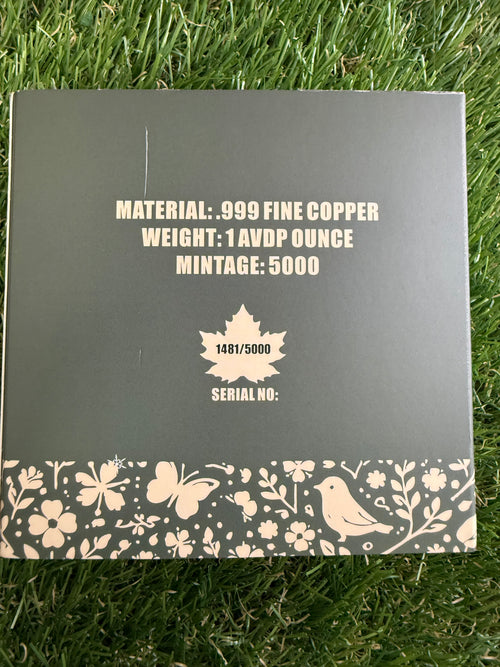 1oz .999 Copper Round Diamond Dust Maple Series Spring Maple - Mintage - 5,000