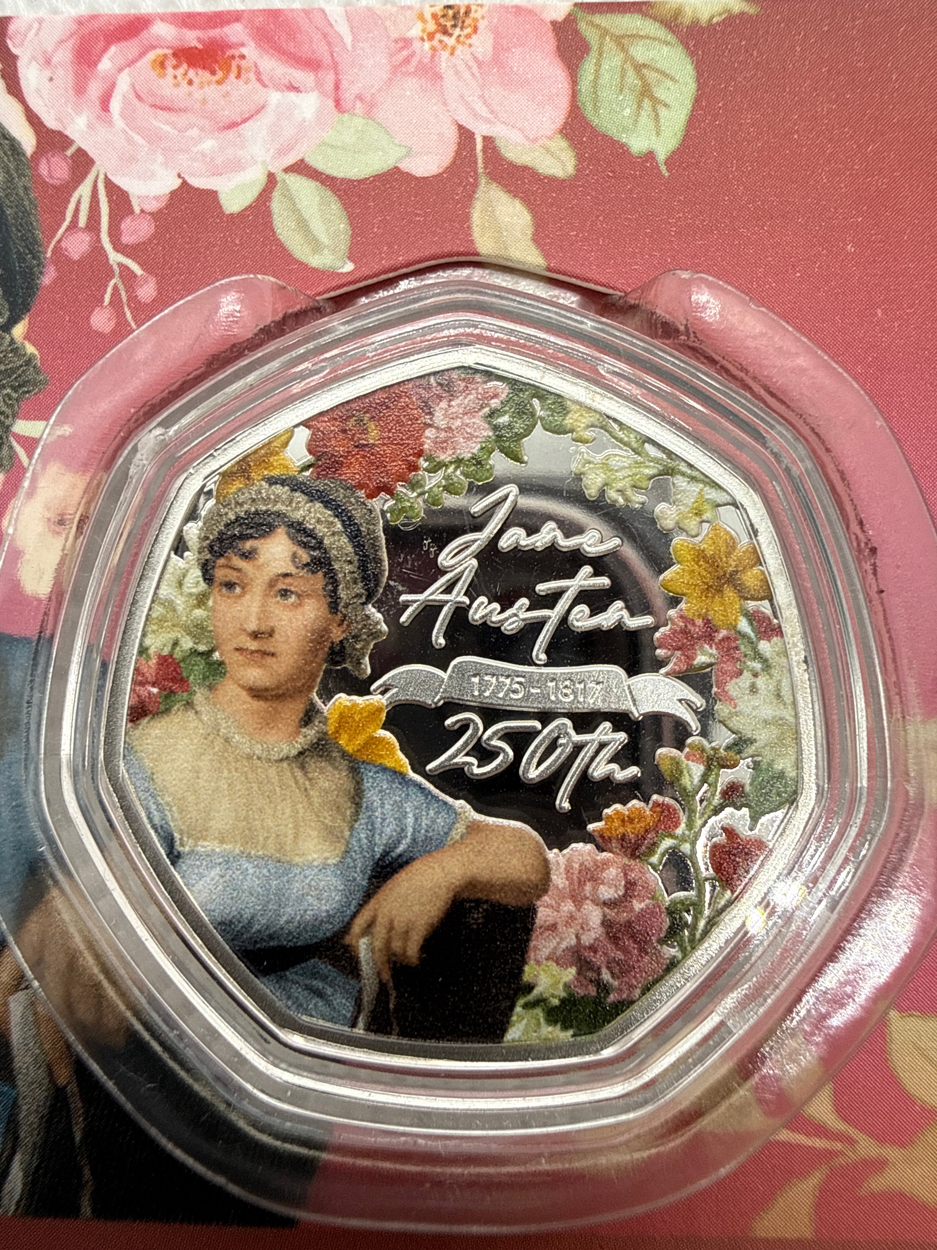 Jane Austin 250th Anniversary Coin 2026, Proof like 999 Silver Plated Coin
