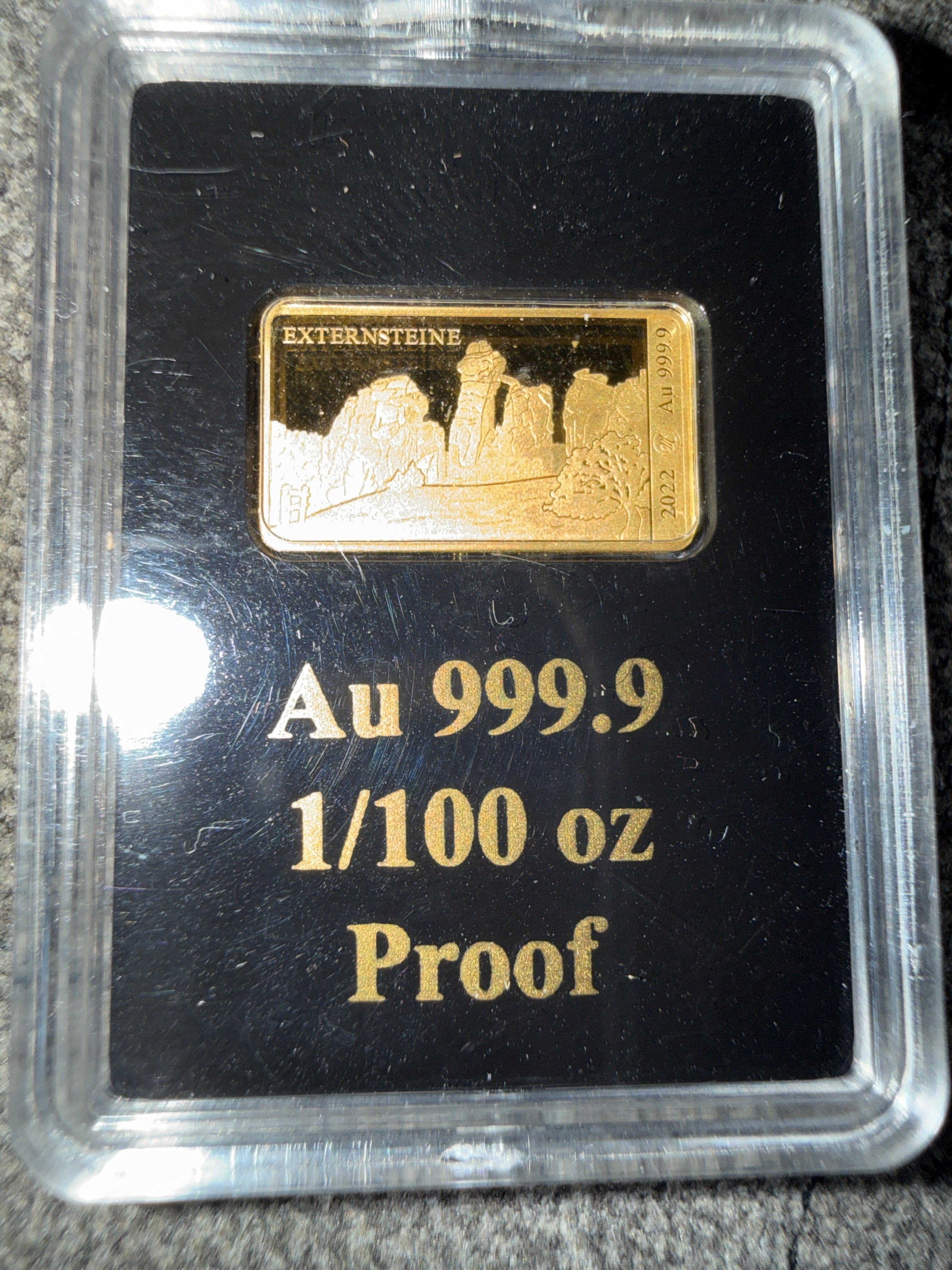 10 Dollars-Elizabeth II Externsteine Gold Bar 1/100 oz Very rare Proof .9999 2022