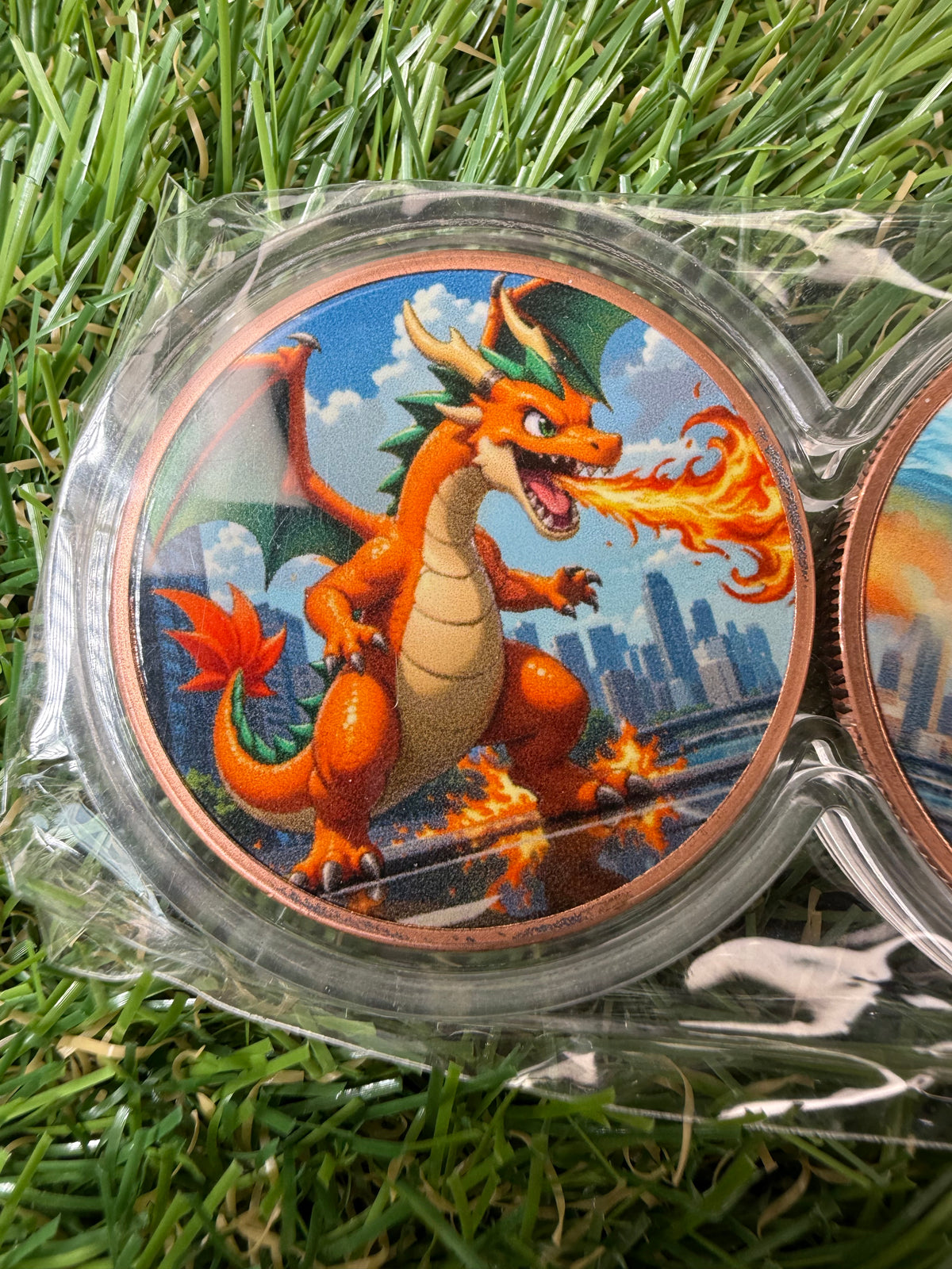 Pokémon 2x 1 oz Copper Charizard & Bulbasuar Rounds In Infinity Capsule | Duel Battle Series