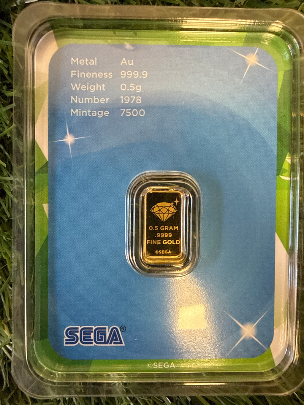 Sonic the Hedgehog 0.5g pure gold bar