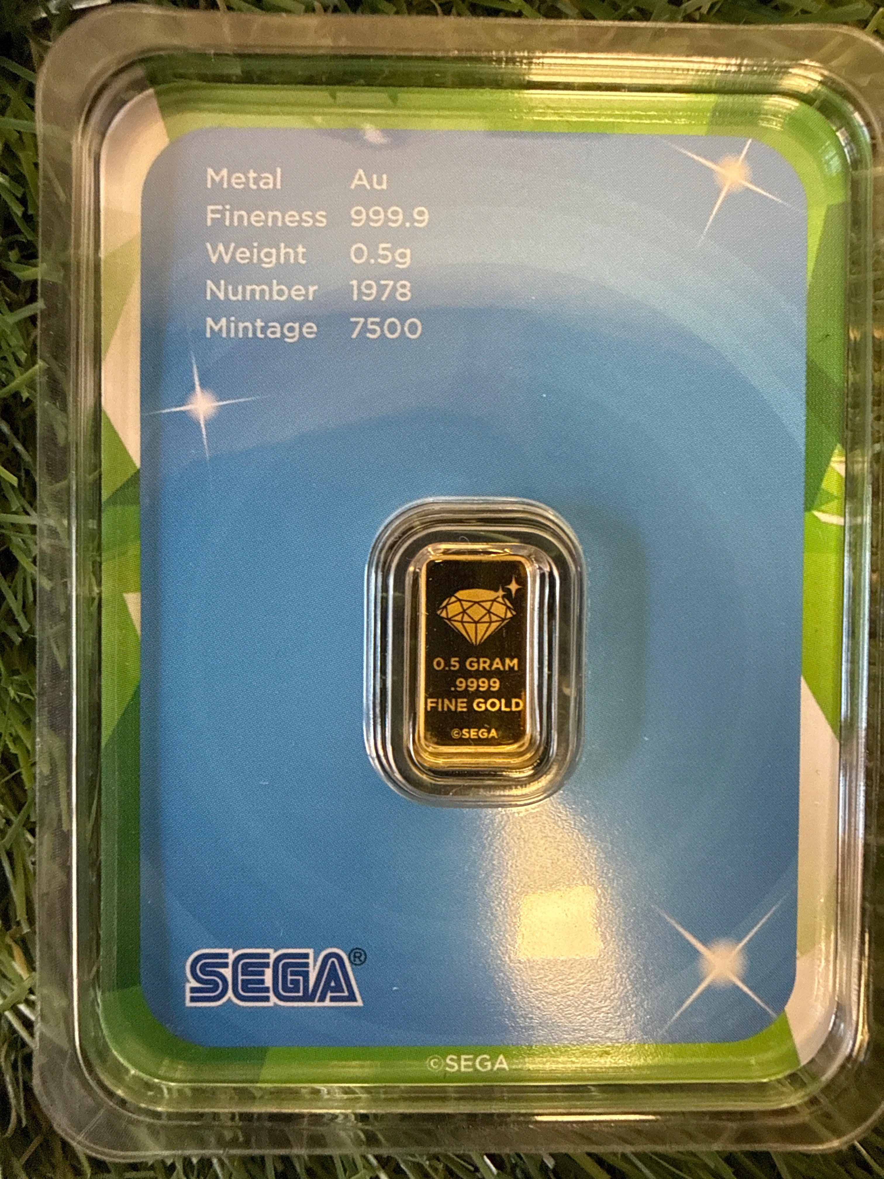 Sonic the Hedgehog 0.5g pure gold bar
