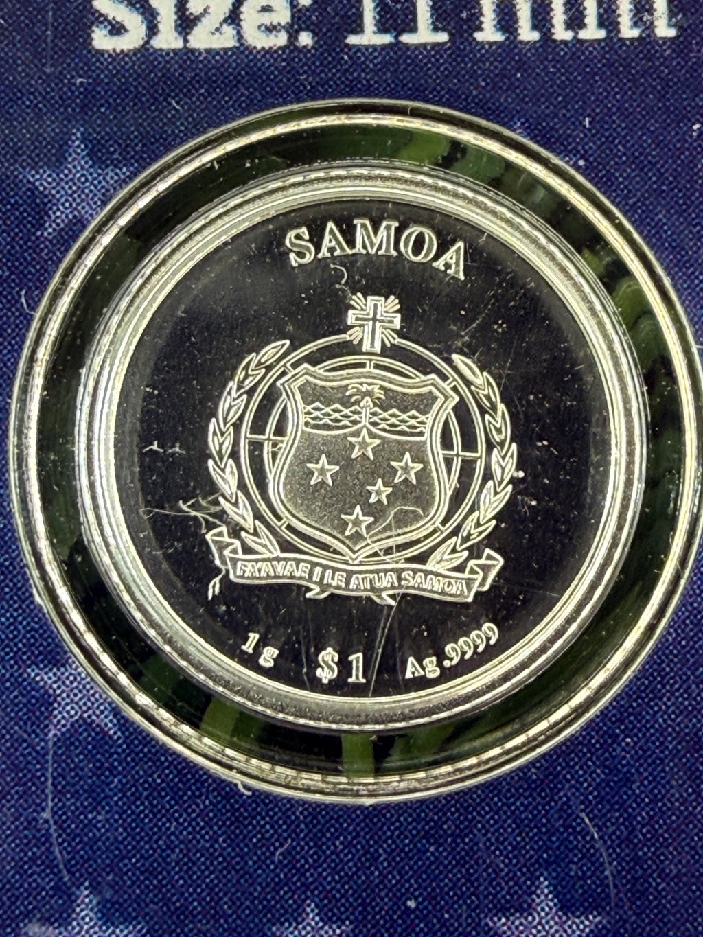 1 Gram .999 Fine Silver Samoa $1 Coin Limited Edition Independence Day - In Assay
