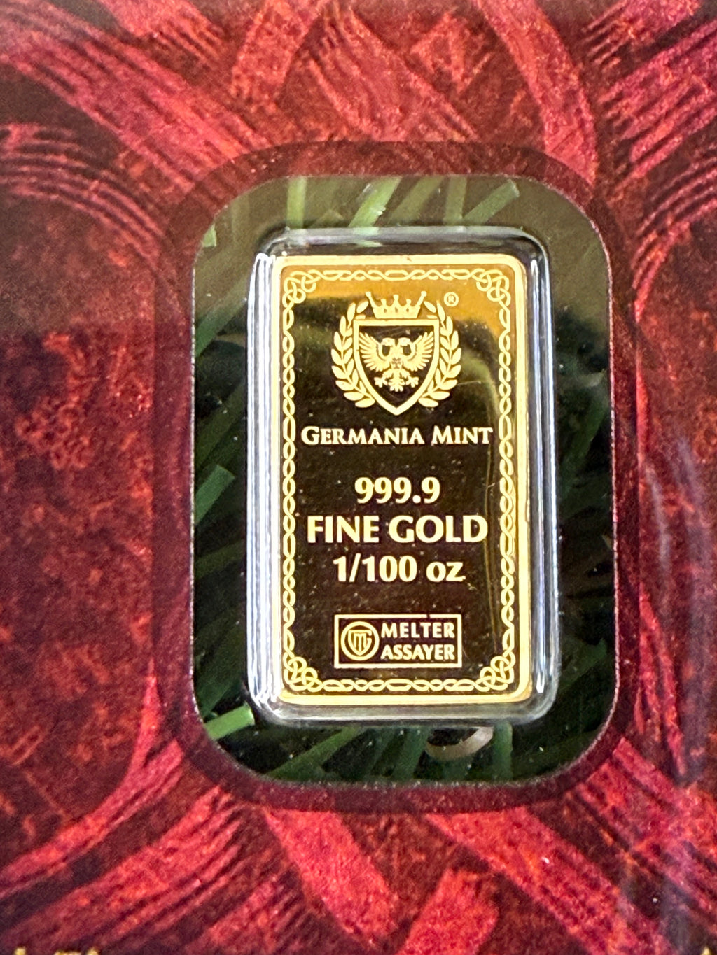 Germania Mint Frigg 1/100oz Proof Gold Bullion Bar 999.9 Fine Gold  5000 Mintage