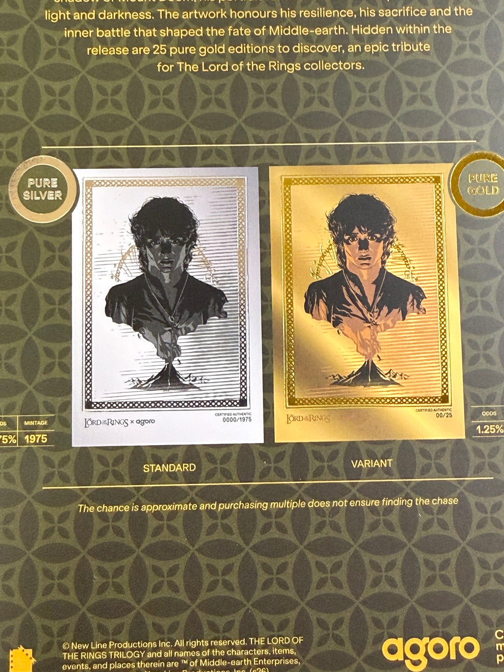 2026 Agoro Lord of the Rings Frodo’s Journey SEALED Blind Box - 2000 Mintage