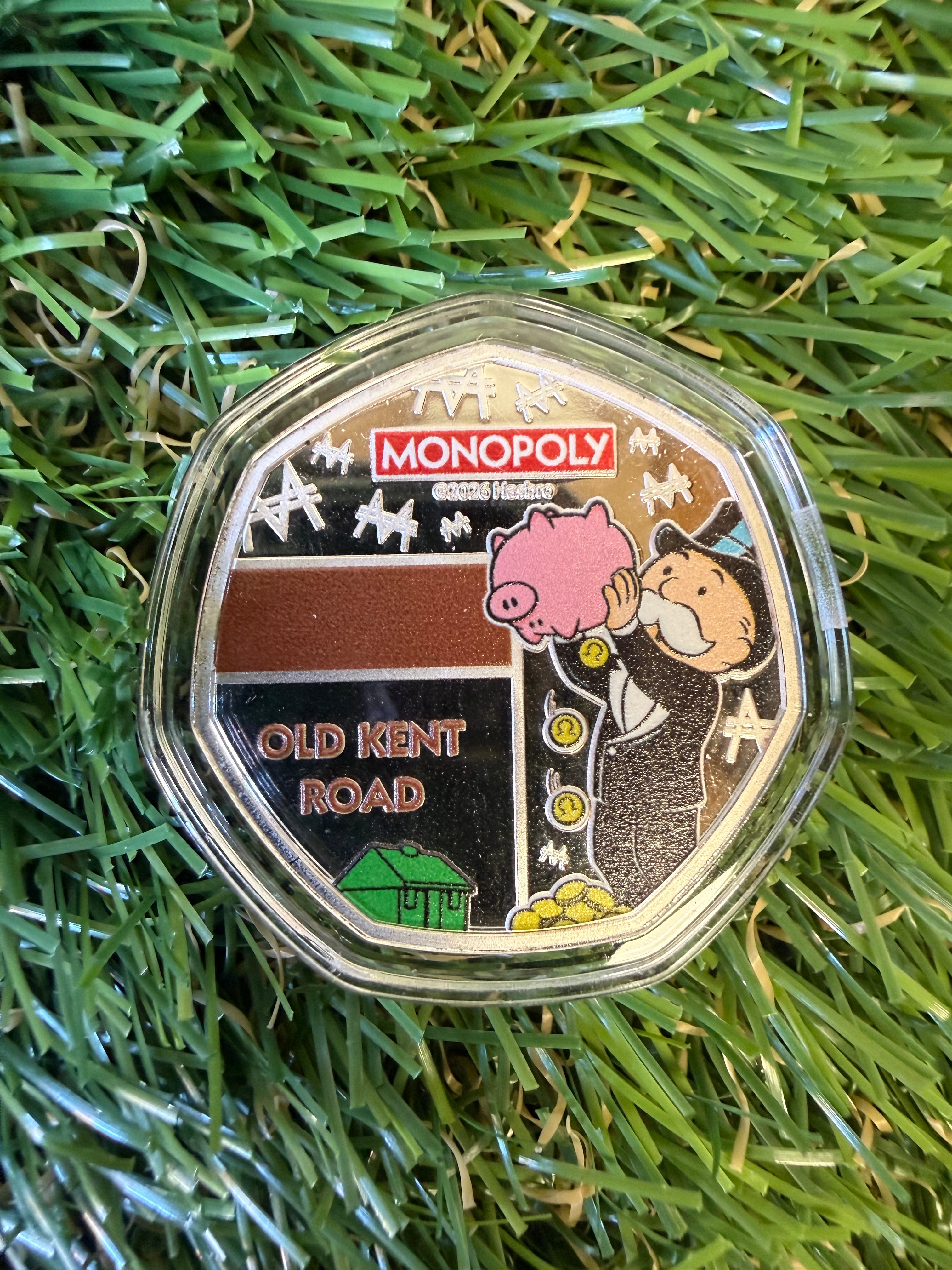 Monopoly Old Kent Road 50 Cent Silver Plated BU Coin in Capsule 2026.