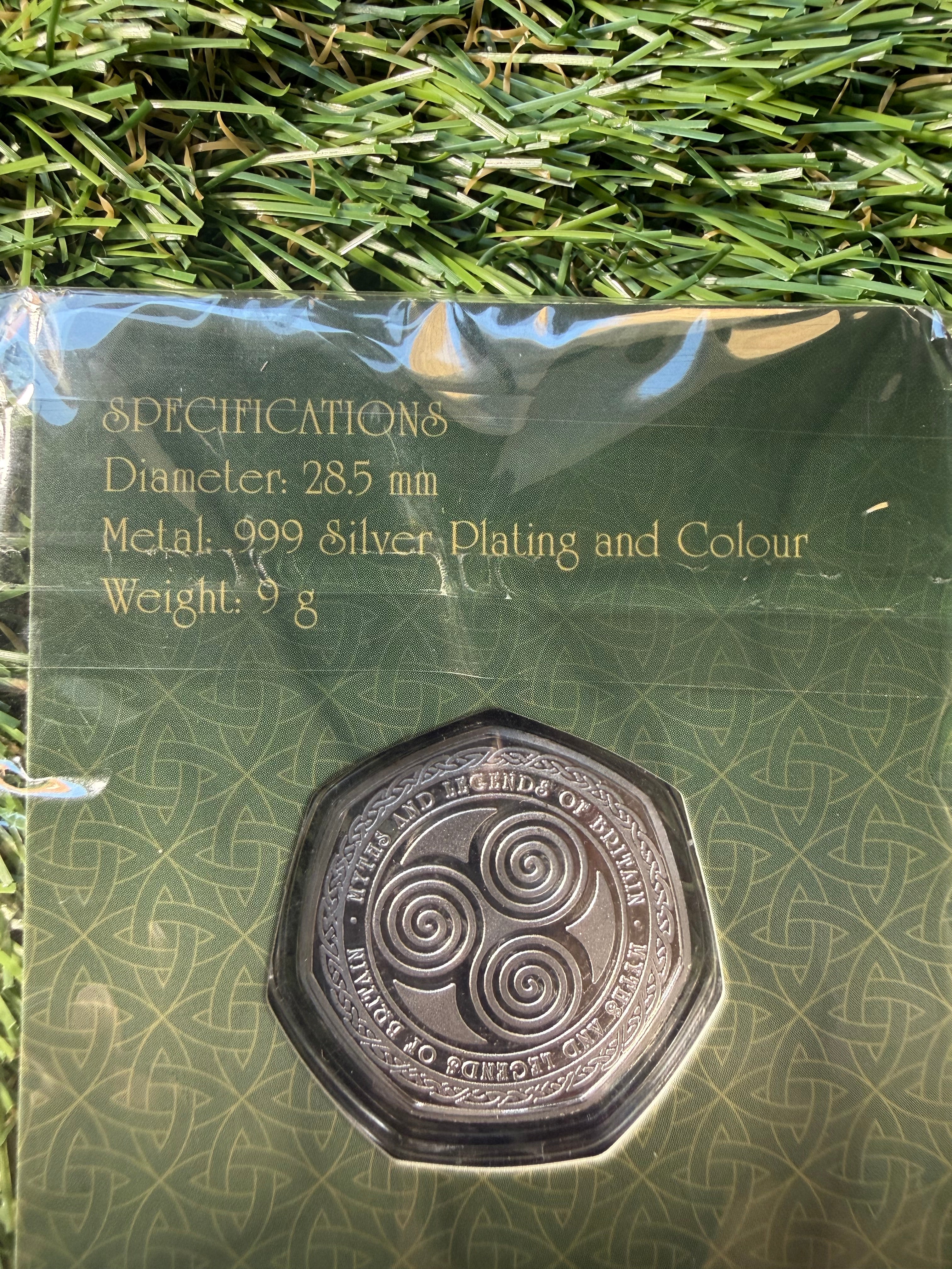 Myths and Legends of Britain 999 Silver Plated Coin Collection in presentation packs