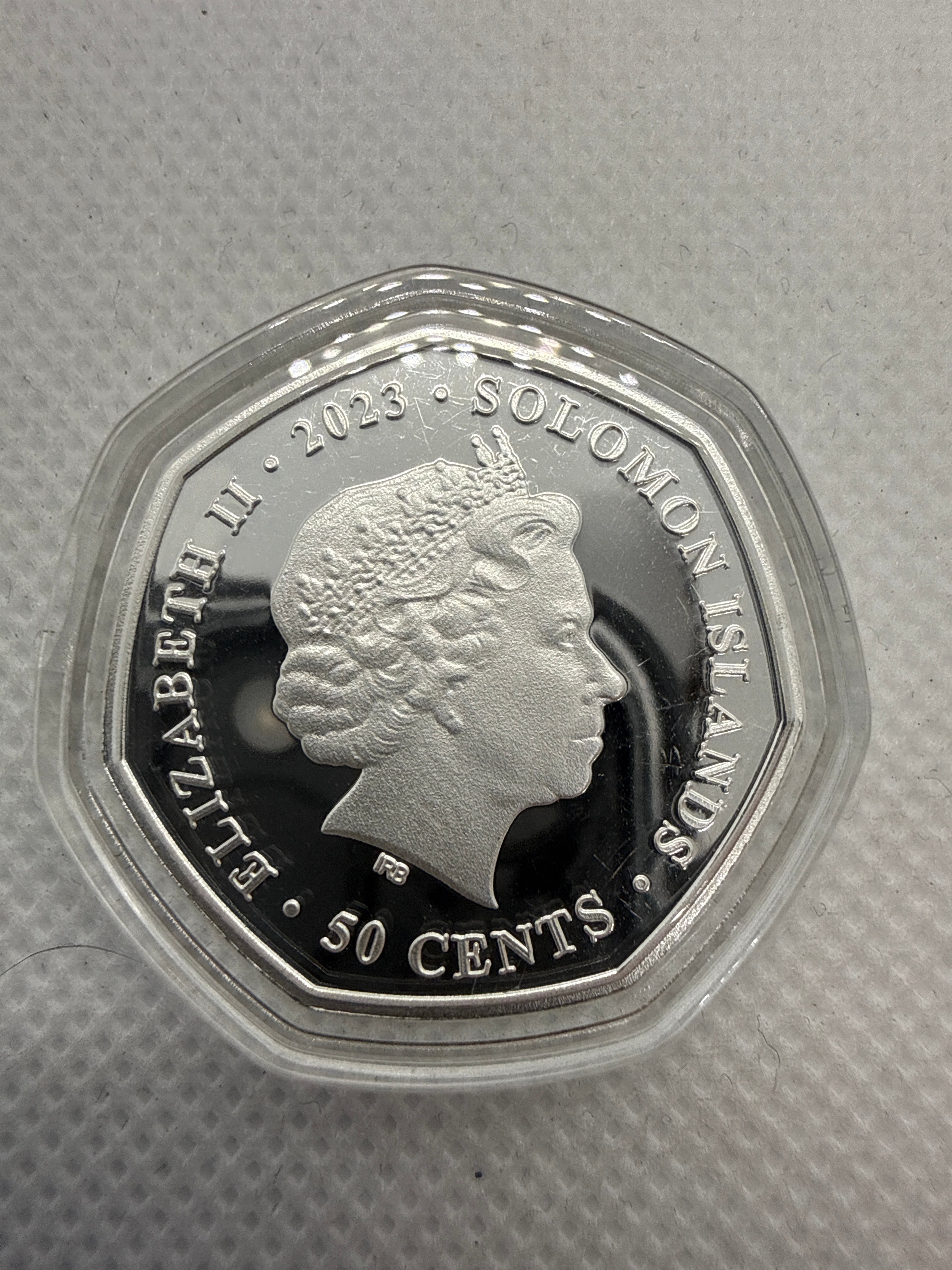 Disney - Winnie the Poo Tiger and Eeyore 2023 Silver Plated Coin 50 Cent Solomon Islands