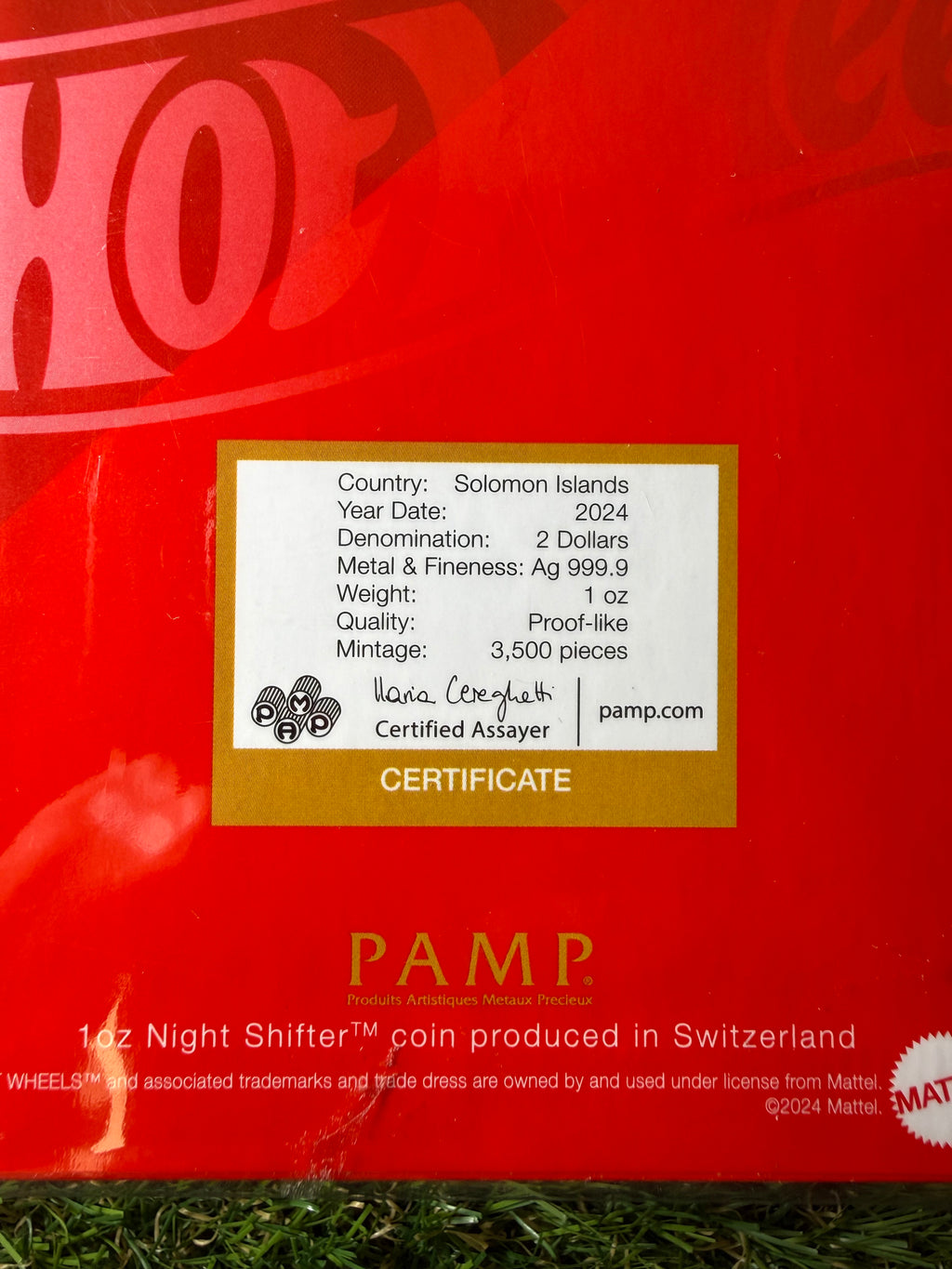 2024 PAMP Suisse Hot Wheels™ Holiday Night Shifter™ Mystery 1 oz Silver - Sealed