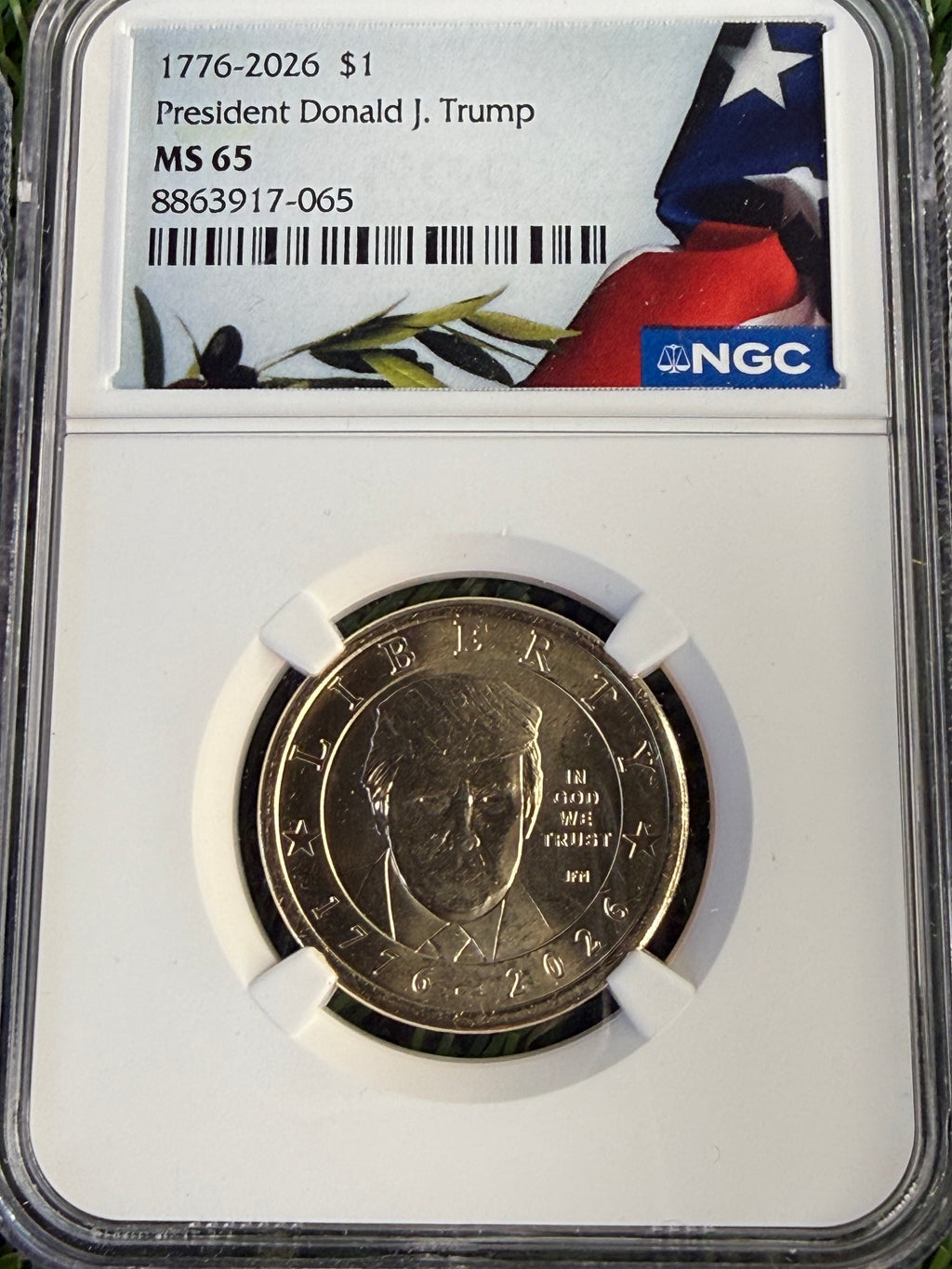 NGC MS65 1776-2026 $1 President Donald J. Trump Commemorative dollar