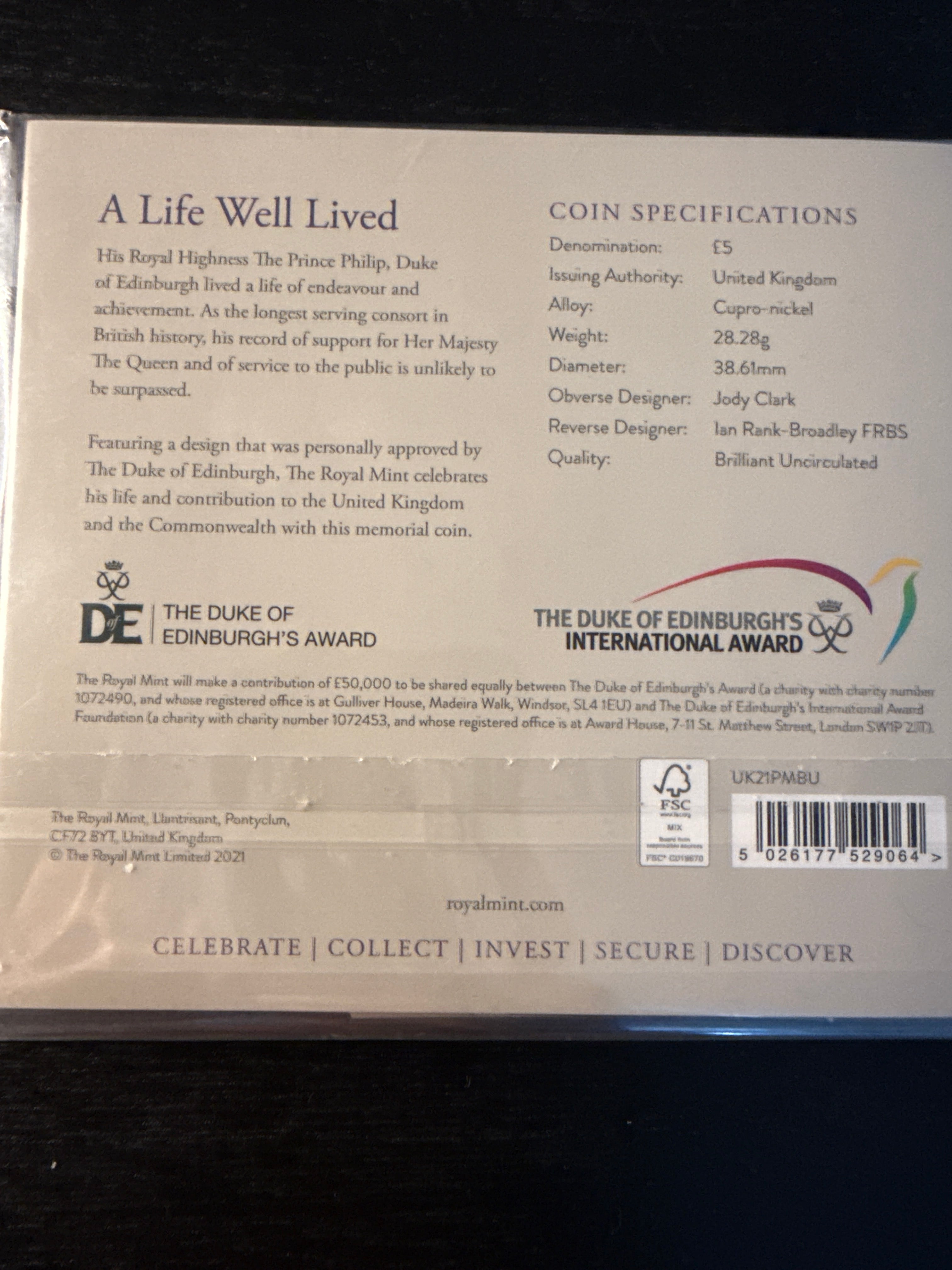 The Royal Mint - HRH the Prince Philip £5 2021 BU Coin