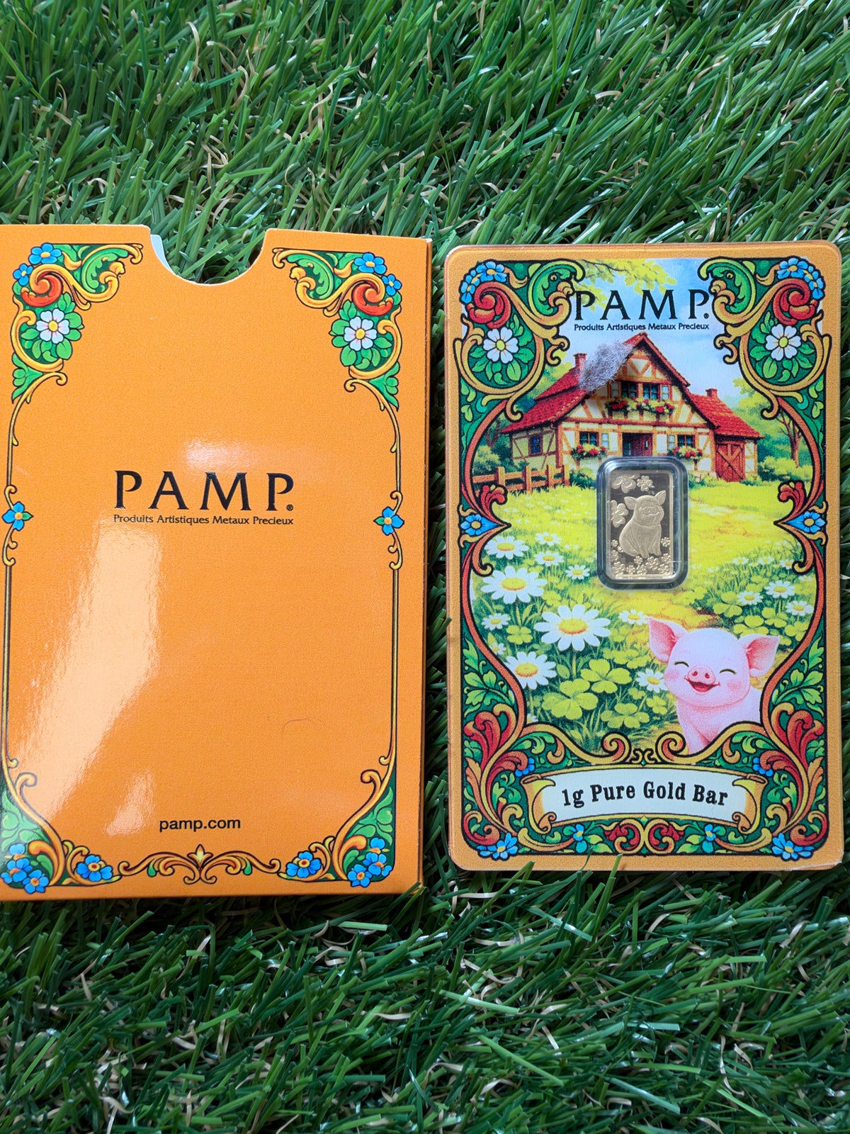 PAMP Lucky Pig 1 Gram 999.9 Fine Gold Bar in Assay 5000 Mintage