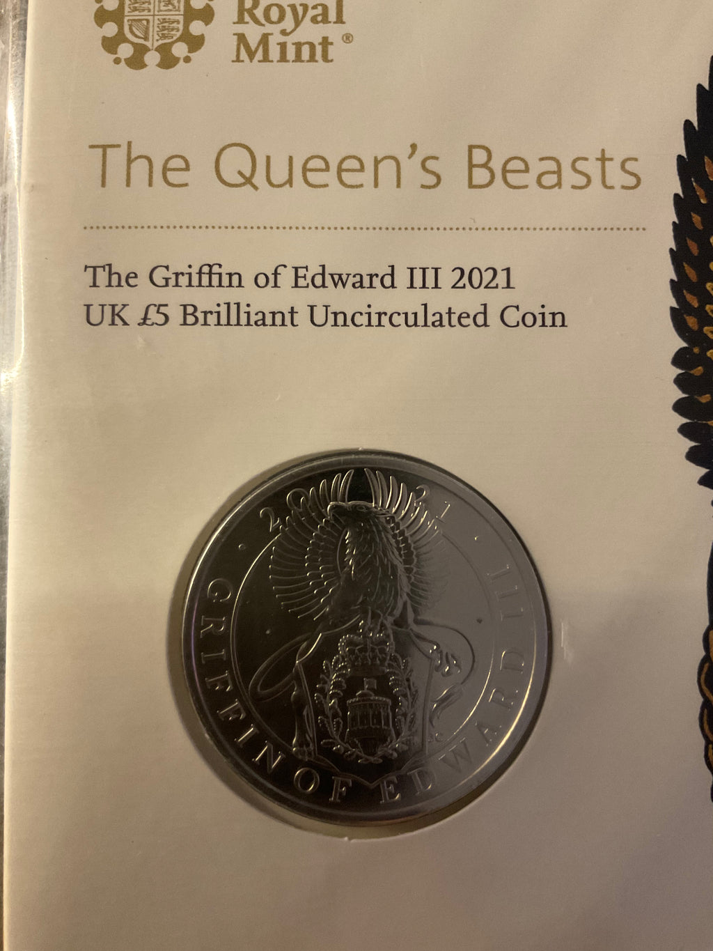 The Royal Mint - The Queen’s Beast The Griffin of Edward III 2021 £5 BU Coin