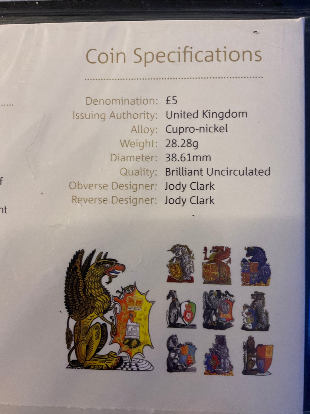 The Royal Mint - The Queen’s Beast The Griffin of Edward III 2021 £5 BU Coin