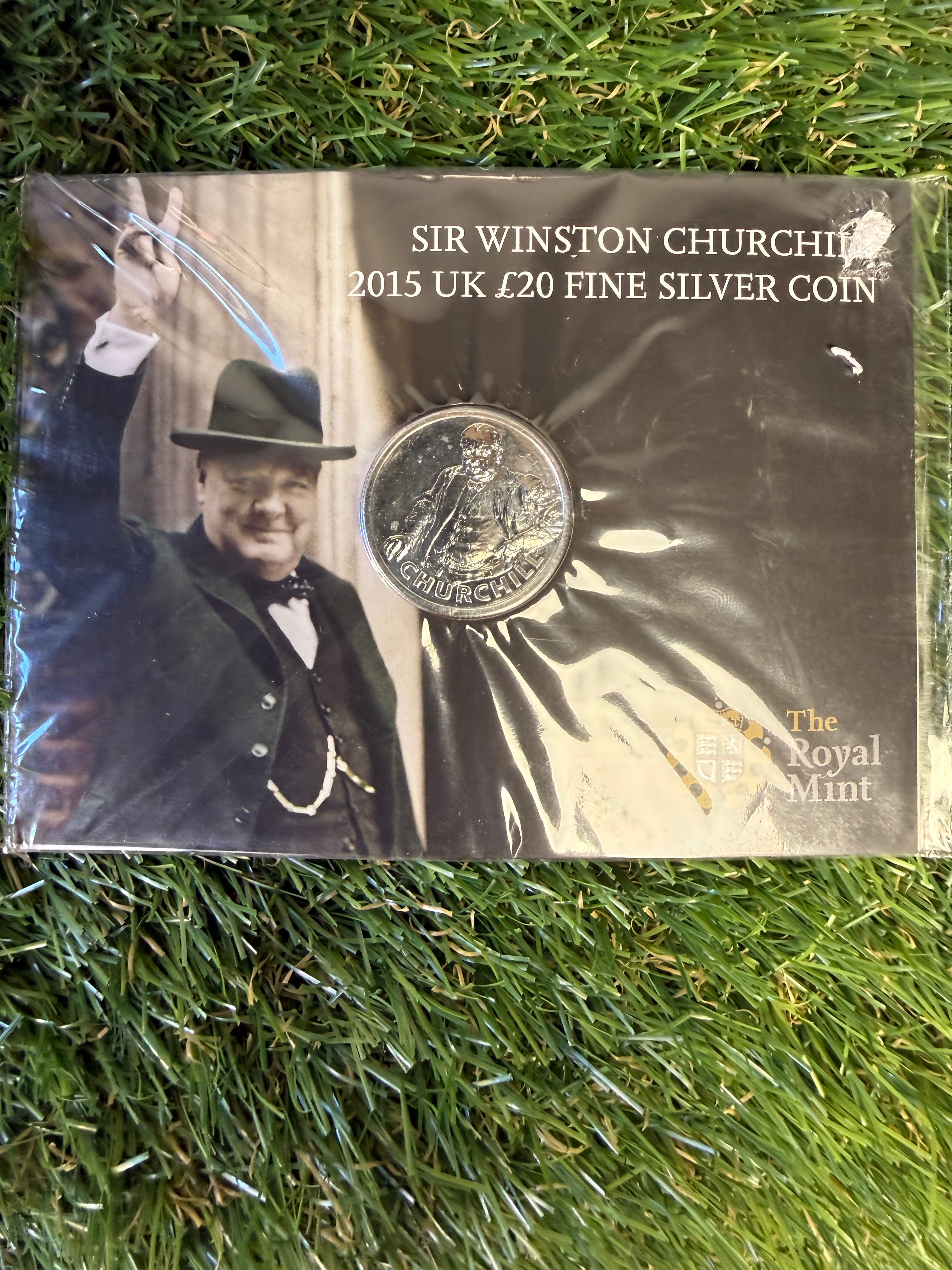 Sir Winston Churchill 2015 £20 Fine Silver Coin in Presentation Pack