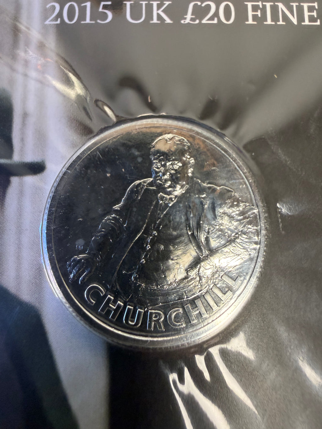 Sir Winston Churchill 2015 £20 Fine Silver Coin in Presentation Pack