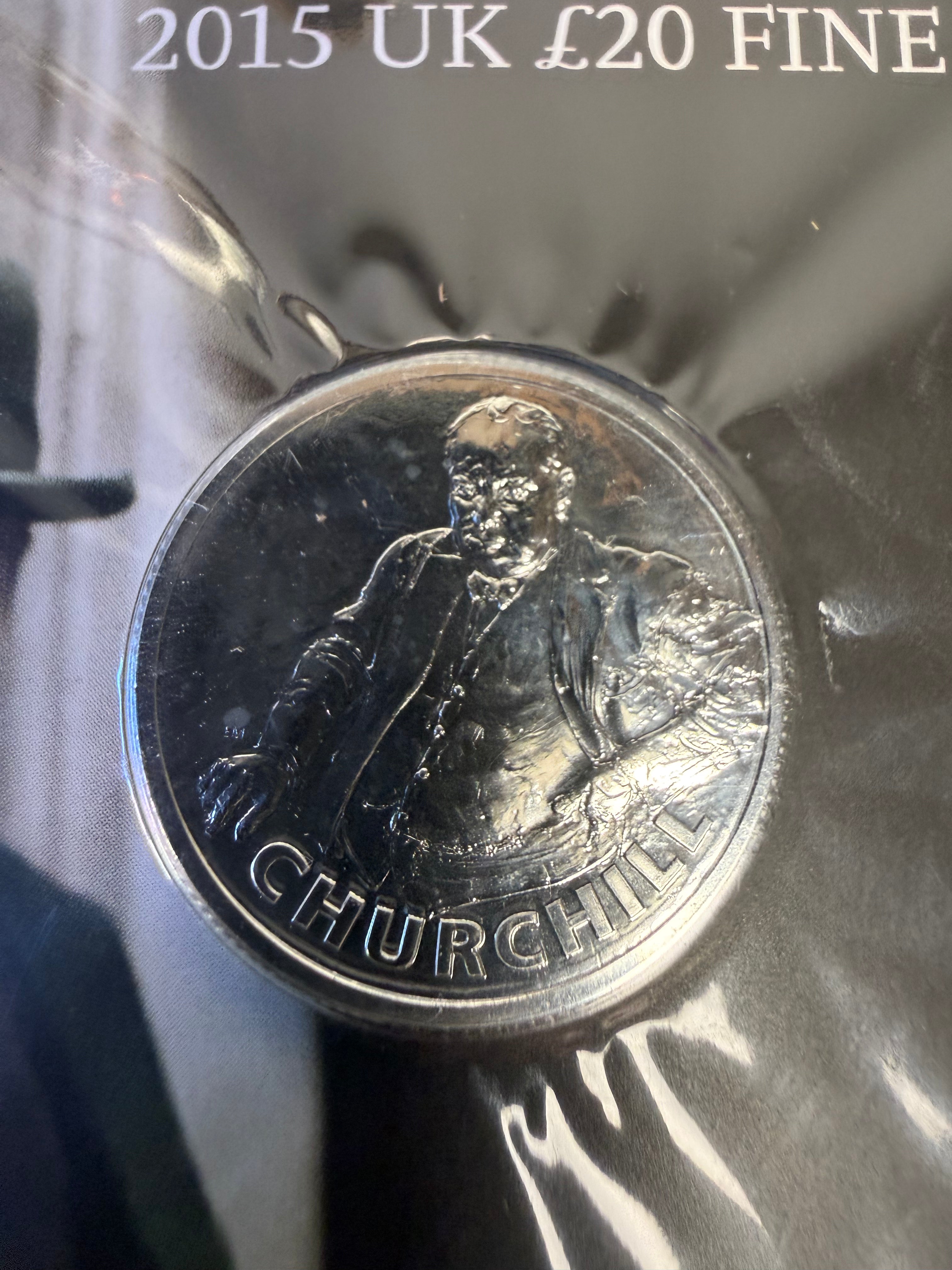 Sir Winston Churchill 2015 £20 Fine Silver Coin in Presentation Pack
