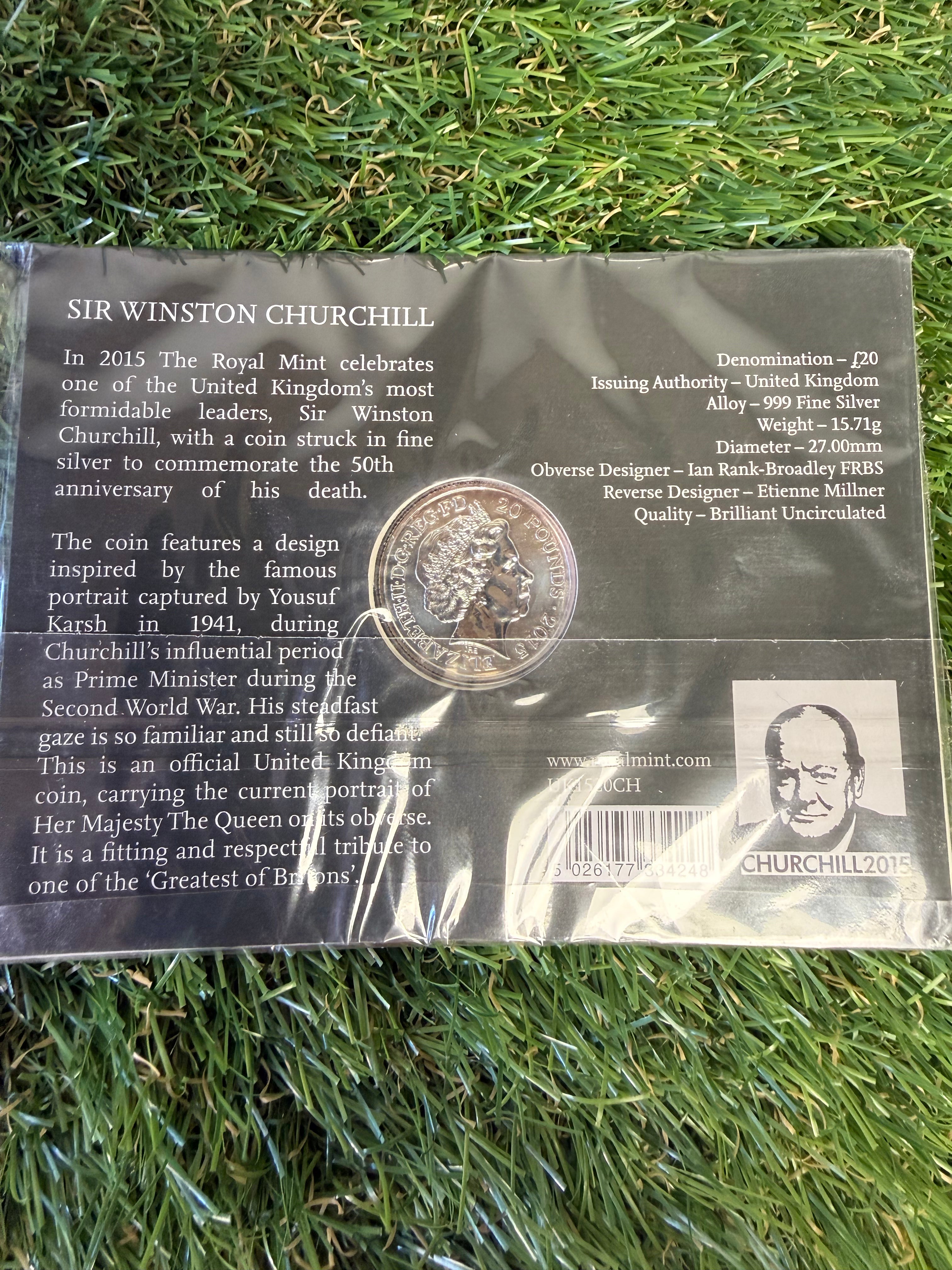 Sir Winston Churchill 2015 £20 Fine Silver Coin in Presentation Pack