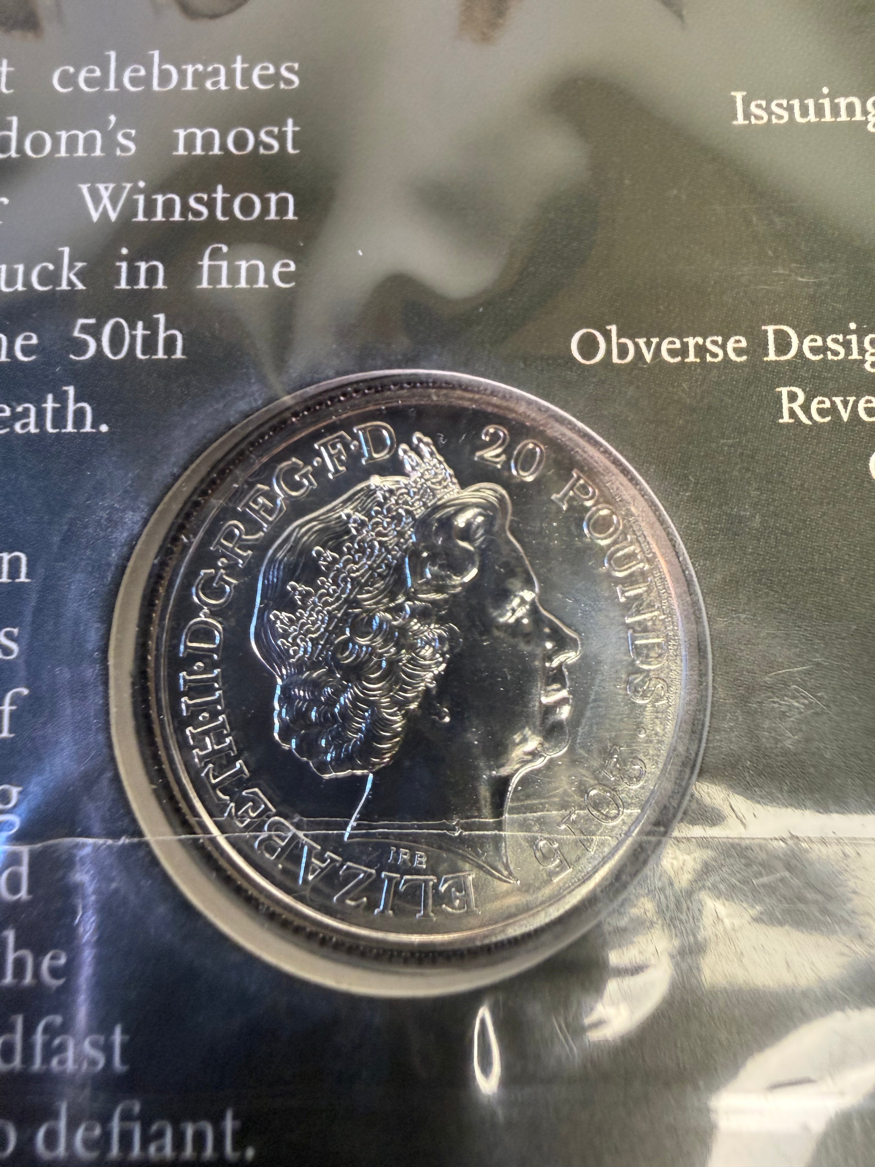 Sir Winston Churchill 2015 £20 Fine Silver Coin in Presentation Pack