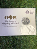 The Longest Reigning Monarch 2015 UK £20 Fine Silver Coin in Presentation Pack