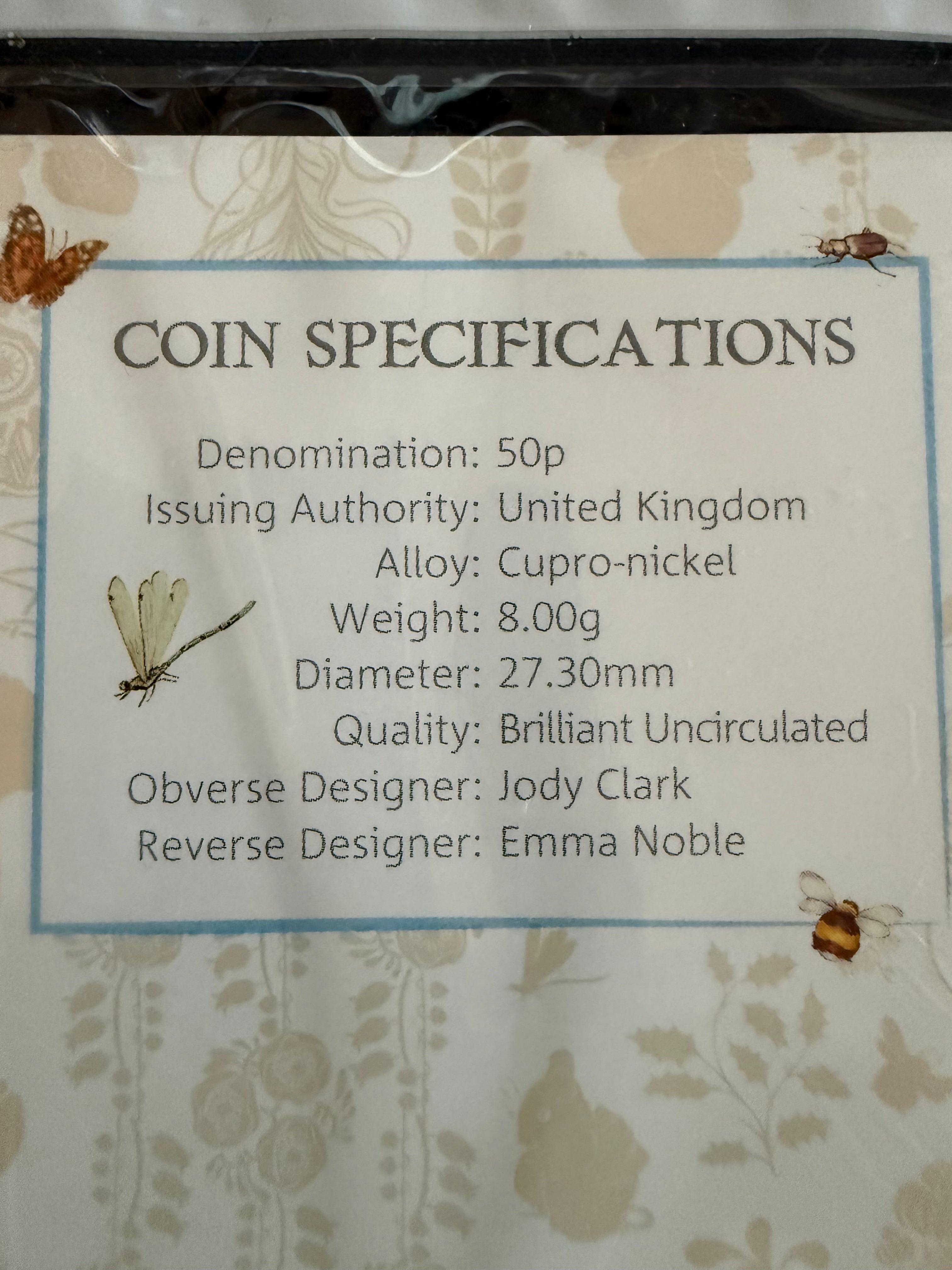 The Royal Mint - Peter Rabbit 50 Pence Coin in presentation Card from the 2018 collection