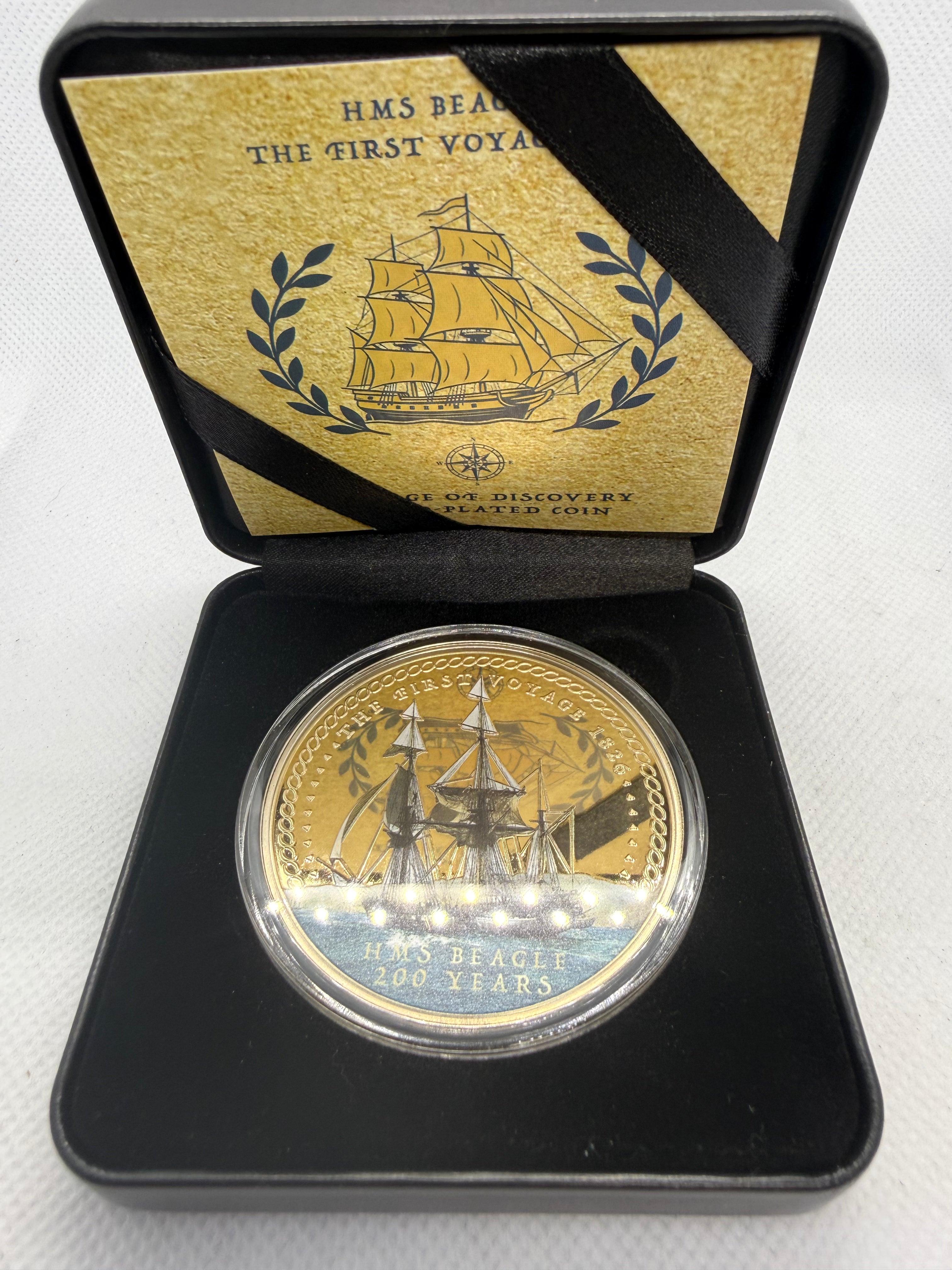 The Voyage of Discovery HMS Beagle Charles Darwin Commemorative Gold Plated Coin 2026