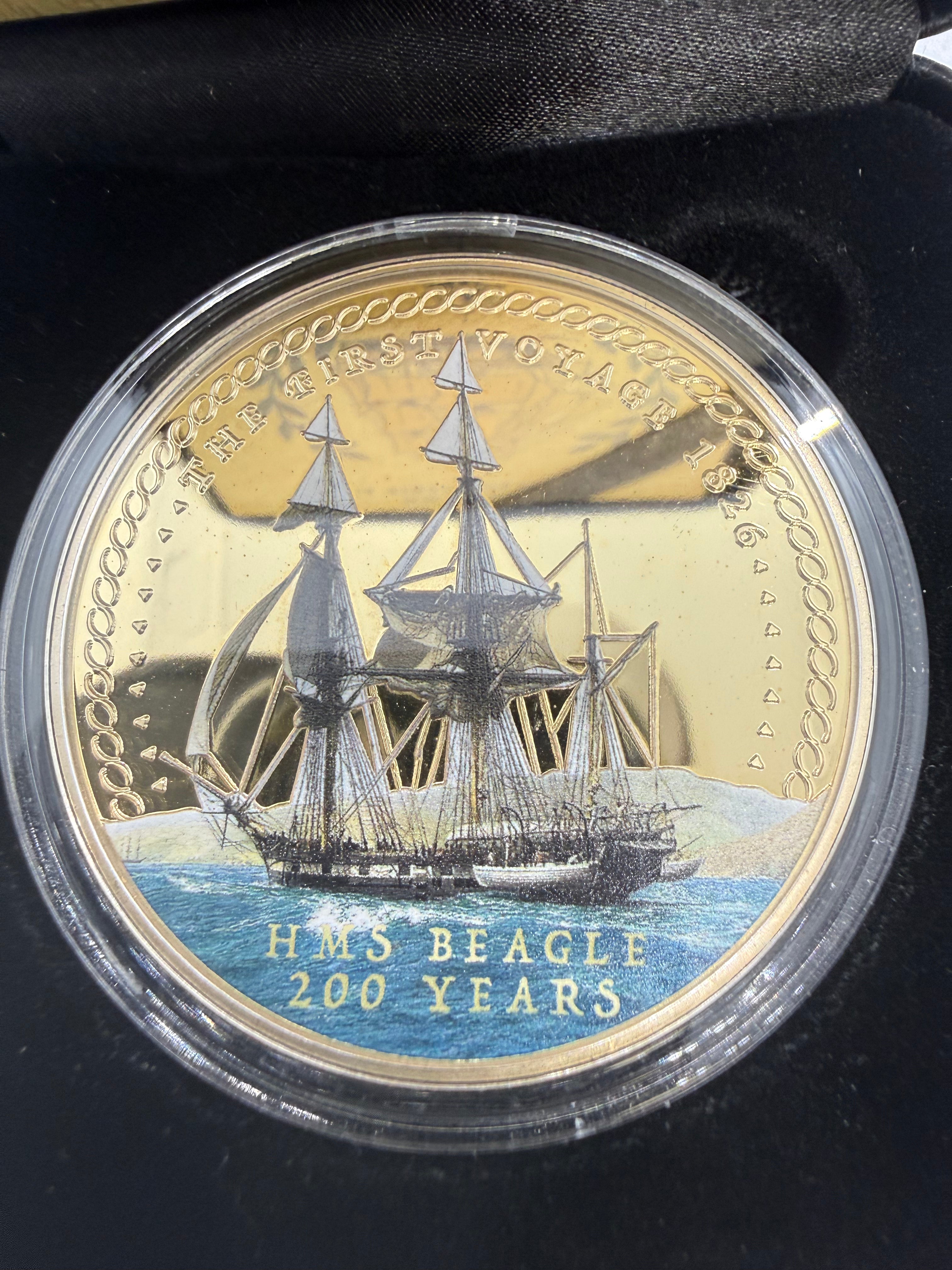 The Voyage of Discovery HMS Beagle Charles Darwin Commemorative Gold Plated Coin 2026