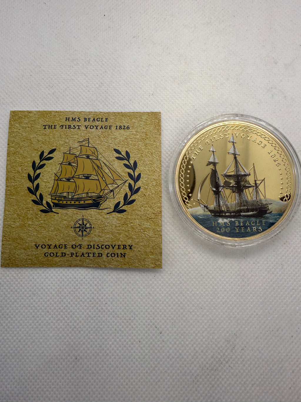 The Voyage of Discovery HMS Beagle Charles Darwin Commemorative Gold Plated Coin 2026