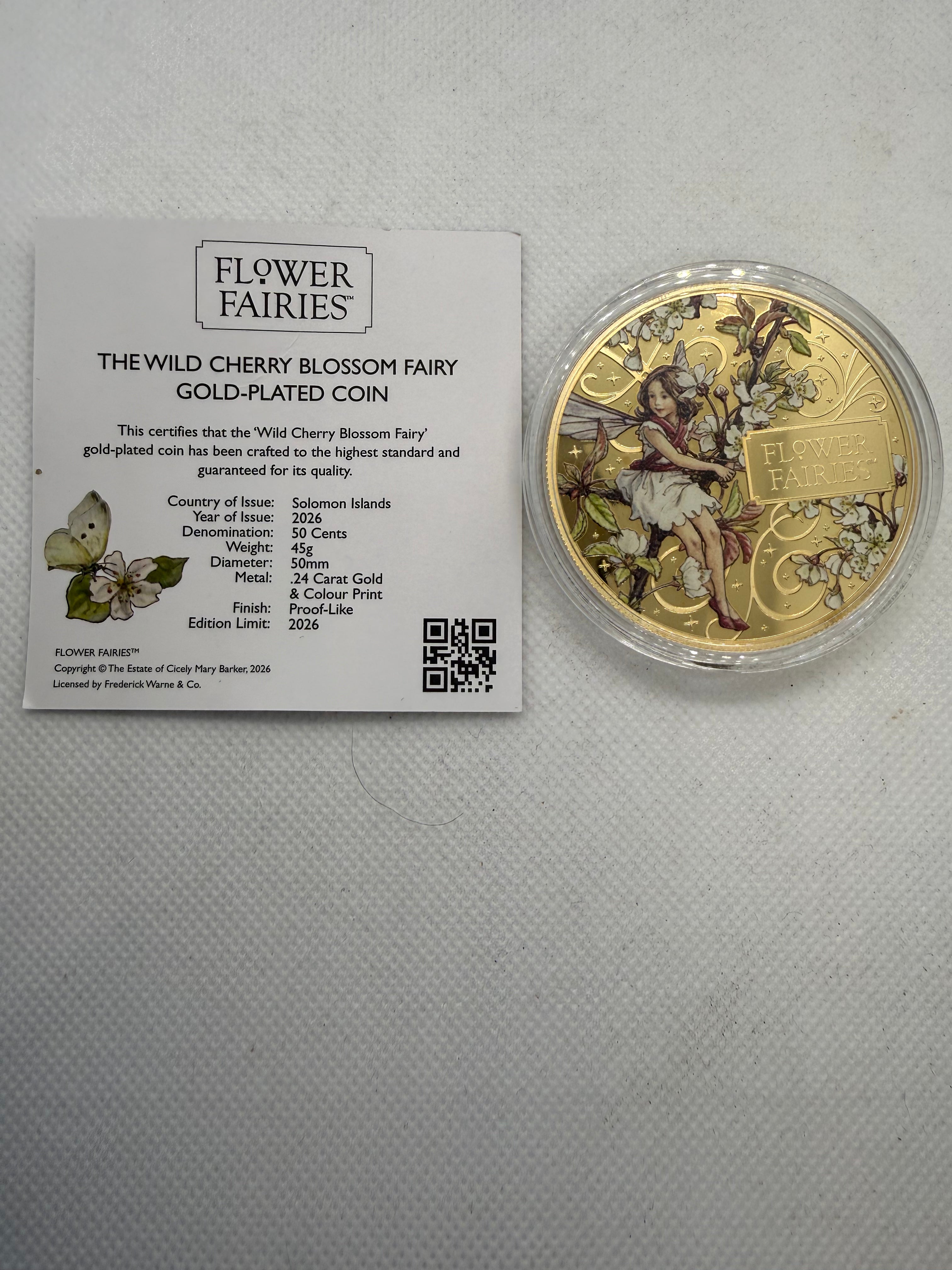 Flower Fairies The Wild Cherry Blossom Gold Plated Limited edition Coin 2026