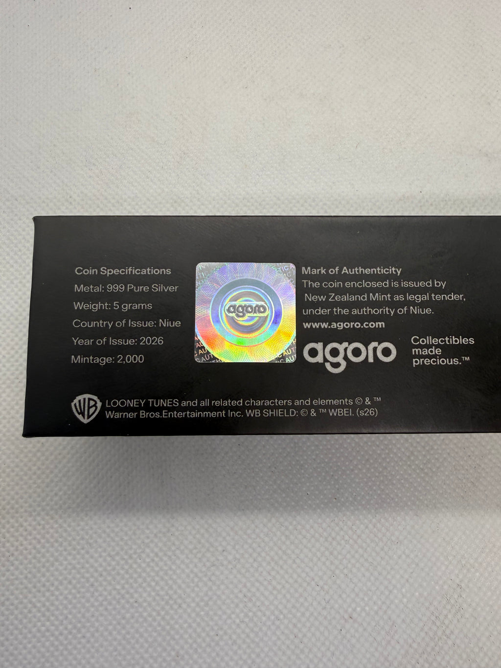 Agoro - Looney Tunes Acme TNT plunger 5 gram Silver Foil Coin - Opened #1025