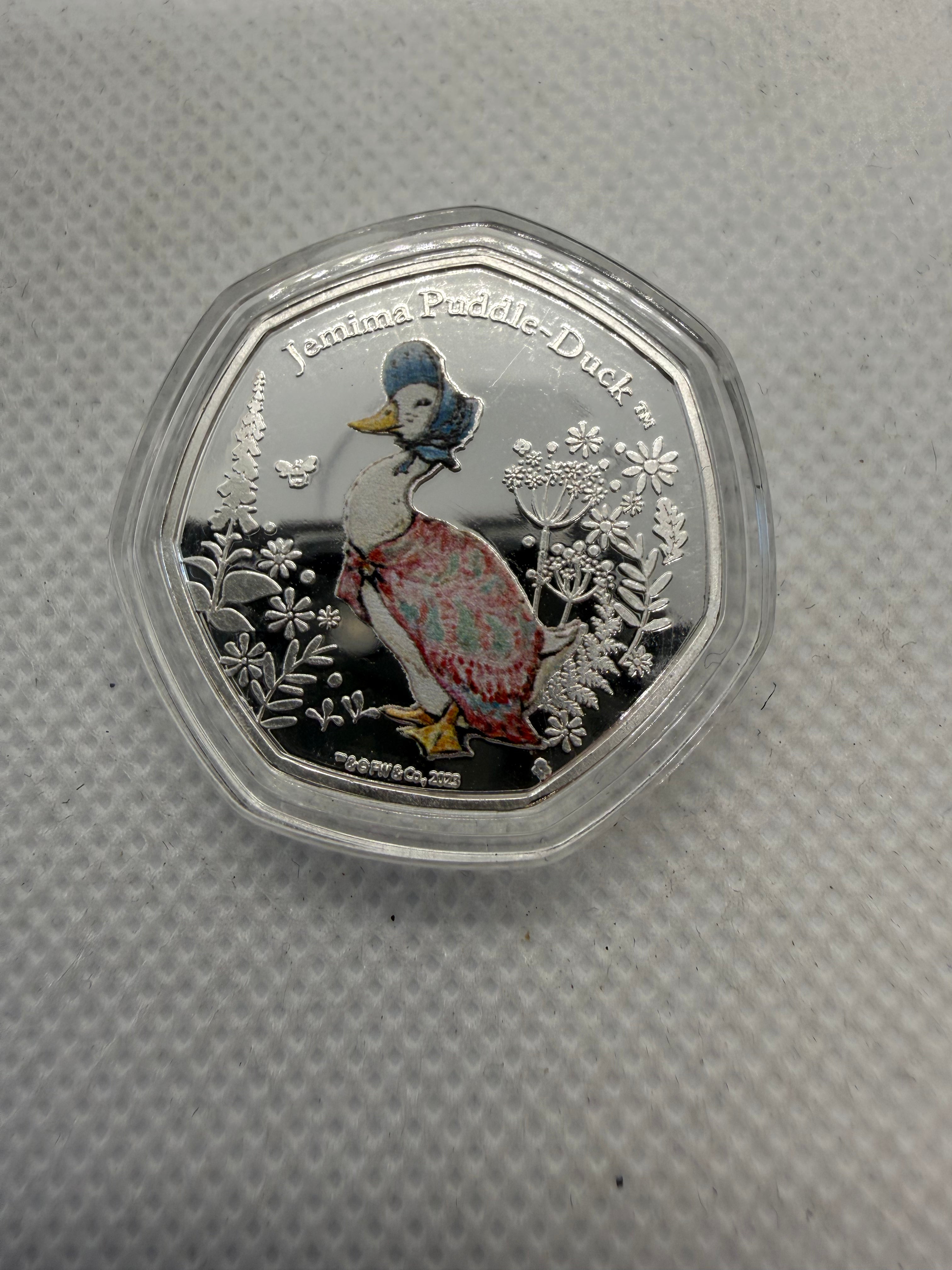 Peter Rabbit 2023 50 pence silver plated coins - Various Designs Available