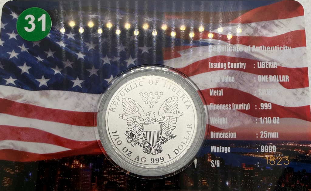 1/10th Fine Silver Coin - 250th Anniversary in card with 9999 mintage #1823