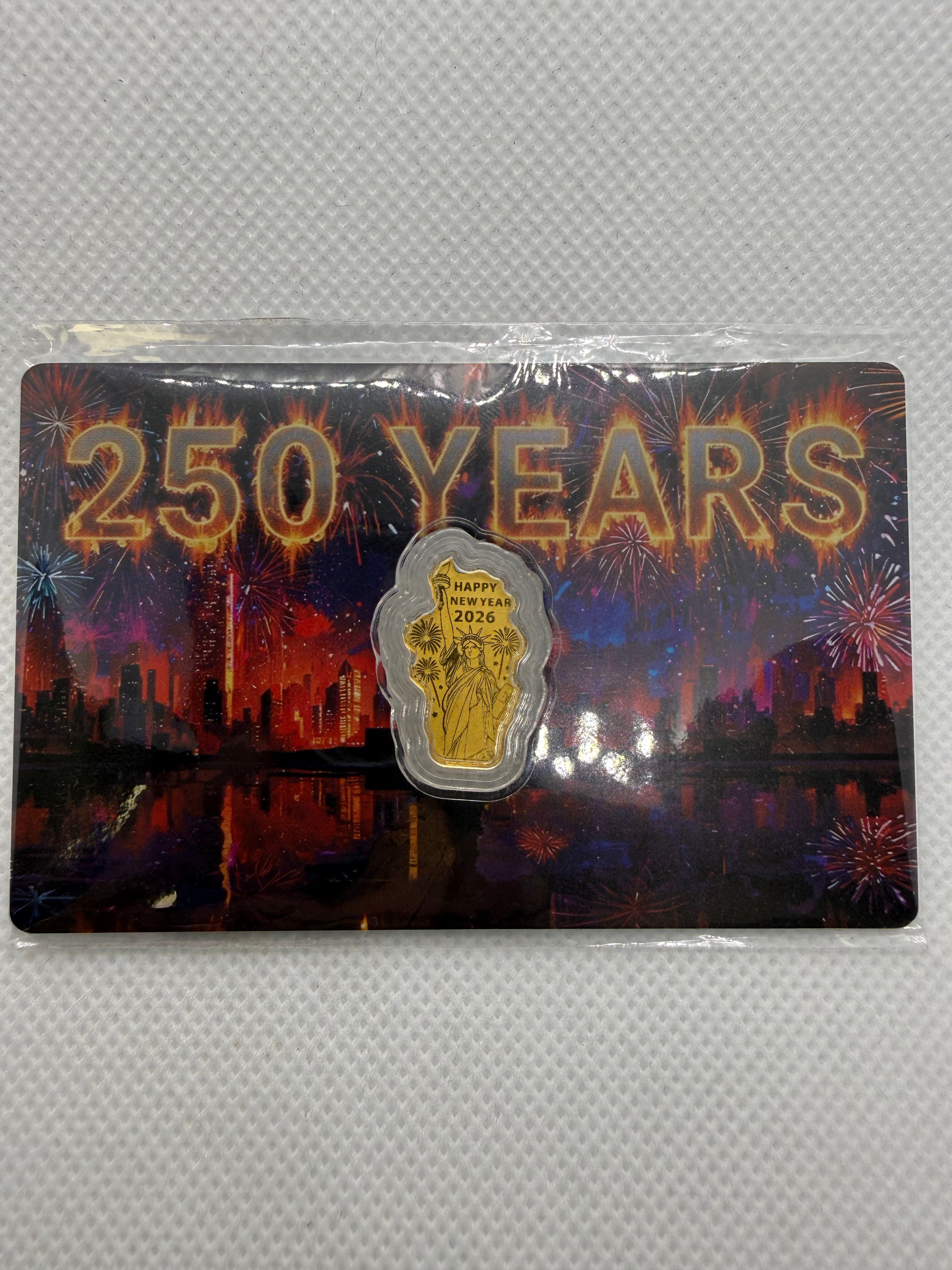 250 NYE celebration 1/1000 troy oz gold in card