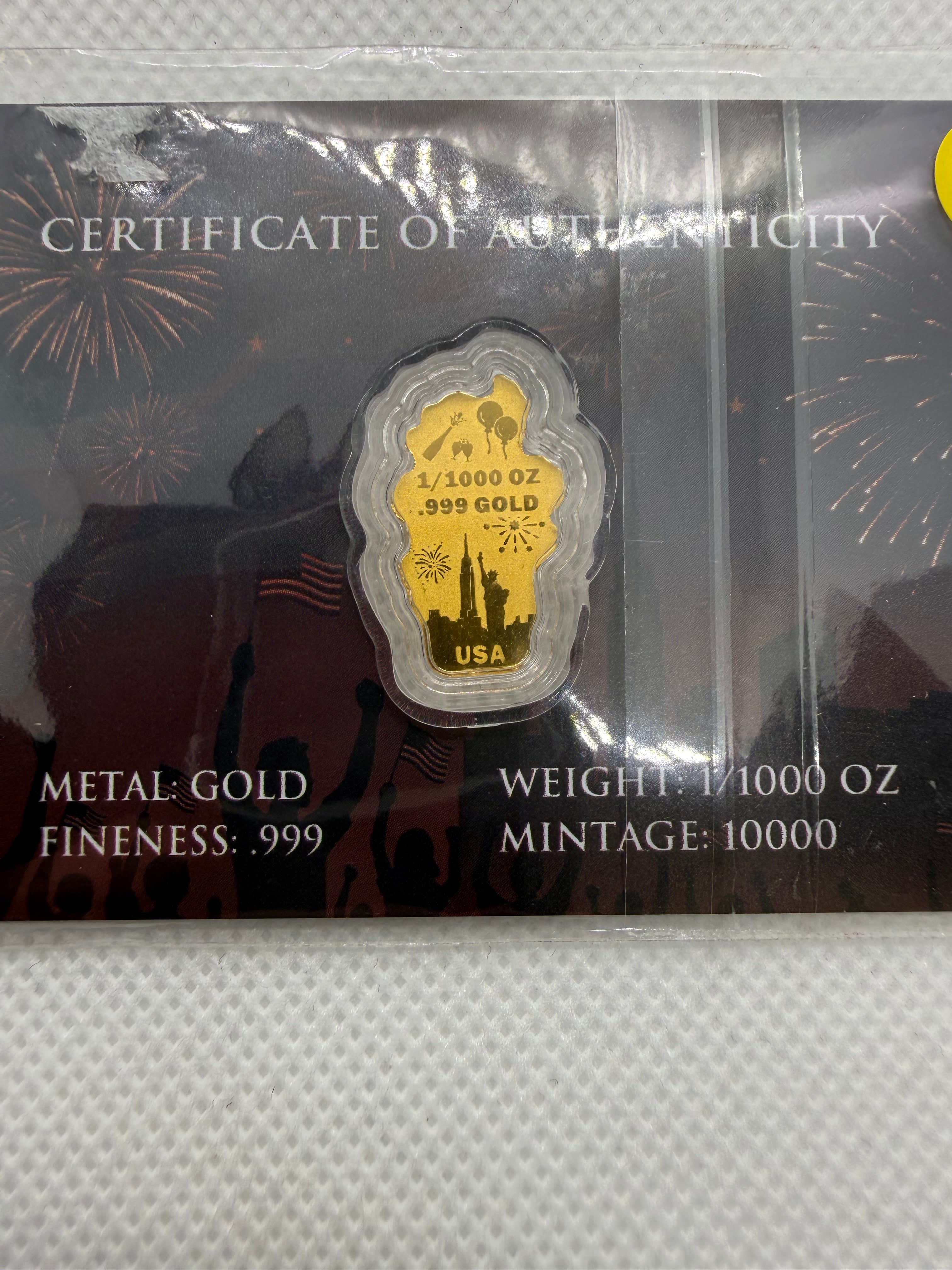 250 NYE celebration 1/1000 troy oz gold in card