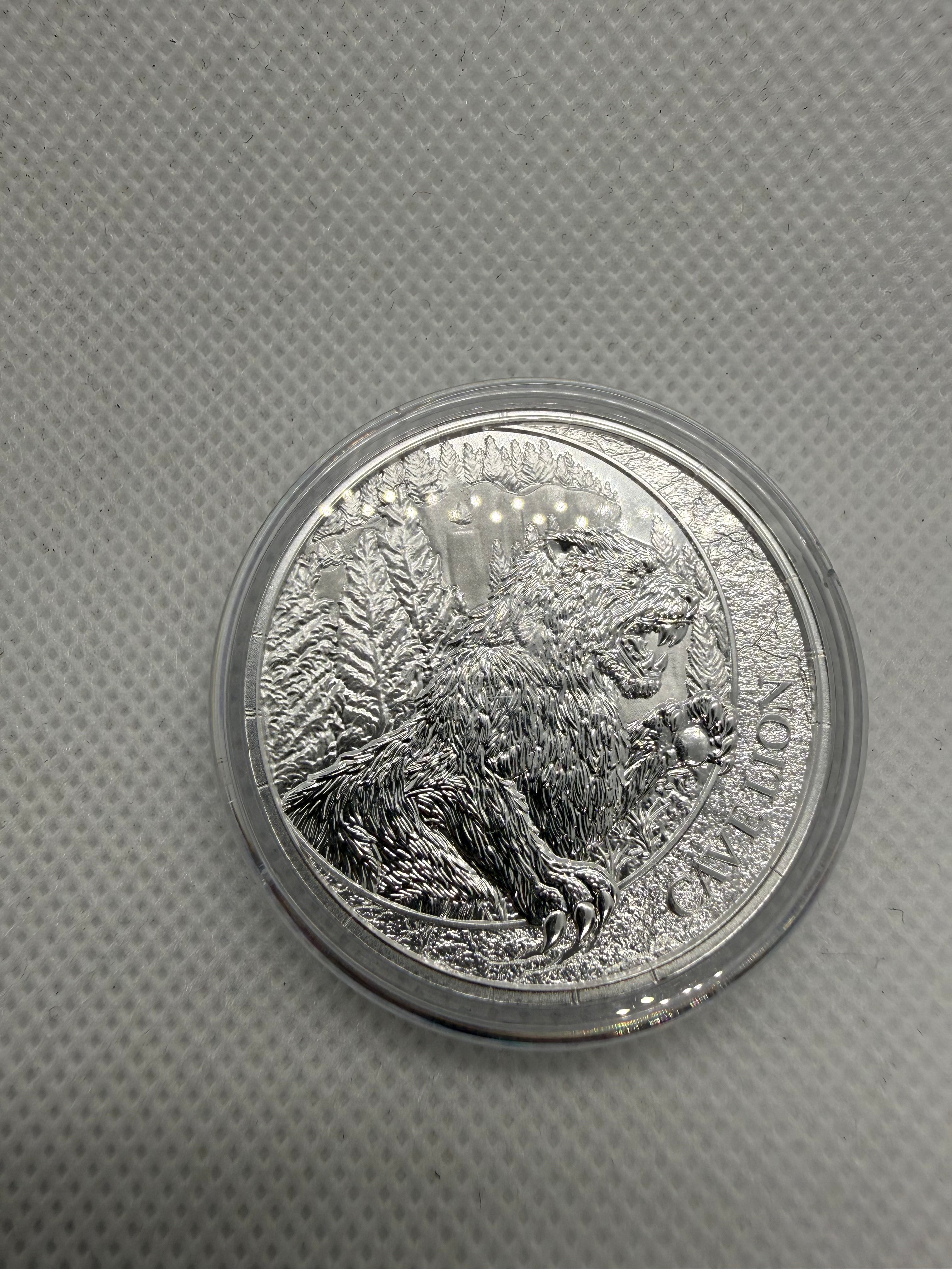 Germania Mint 1oz Fine 999.9 Silver Coin - Megafauna Cave Lion limited to 5000 With COA