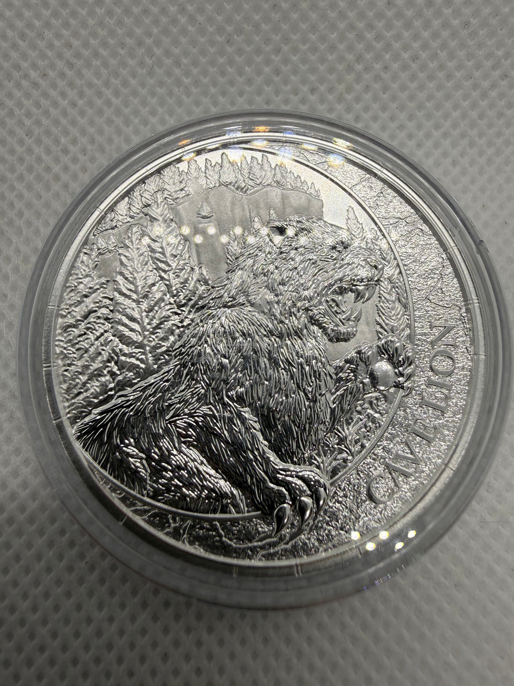 Germania Mint 1oz Fine 999.9 Silver Coin - Megafauna Cave Lion limited to 5000 With COA