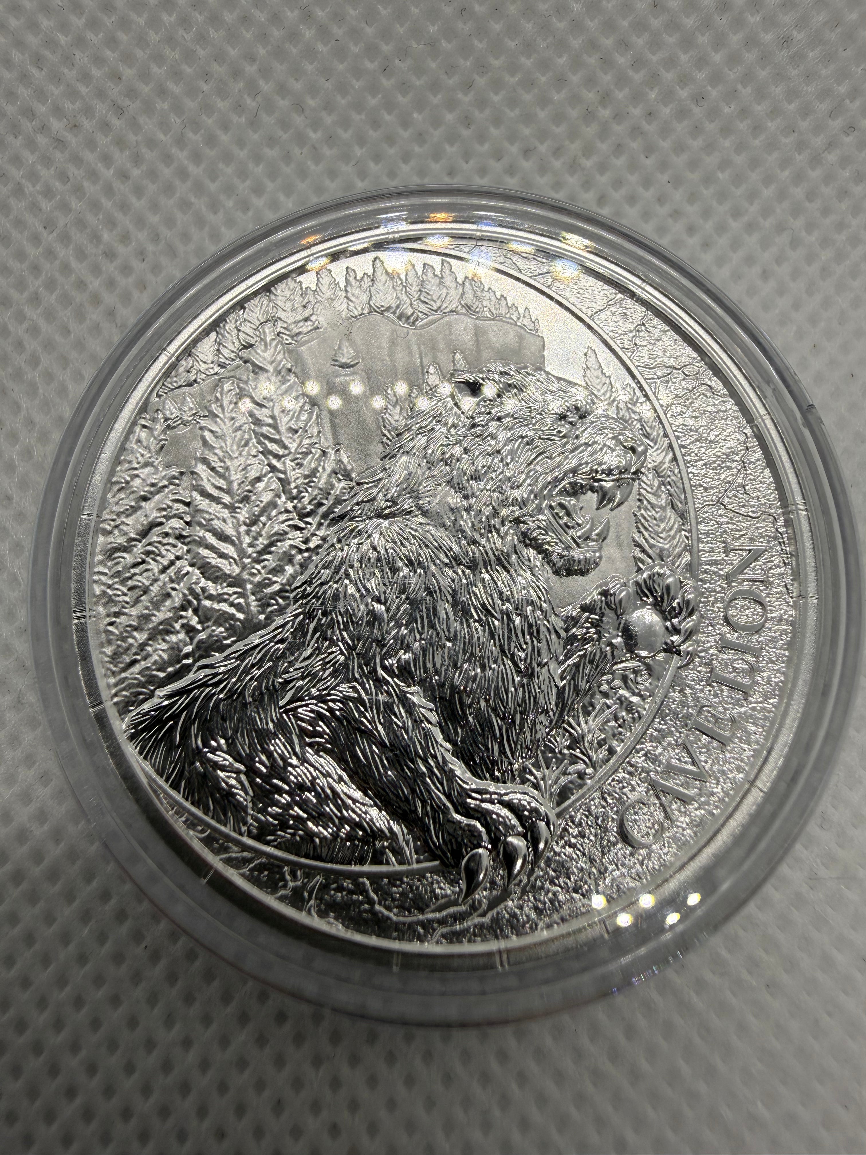 Germania Mint 1oz Fine 999.9 Silver Coin - Megafauna Cave Lion limited to 5000 With COA