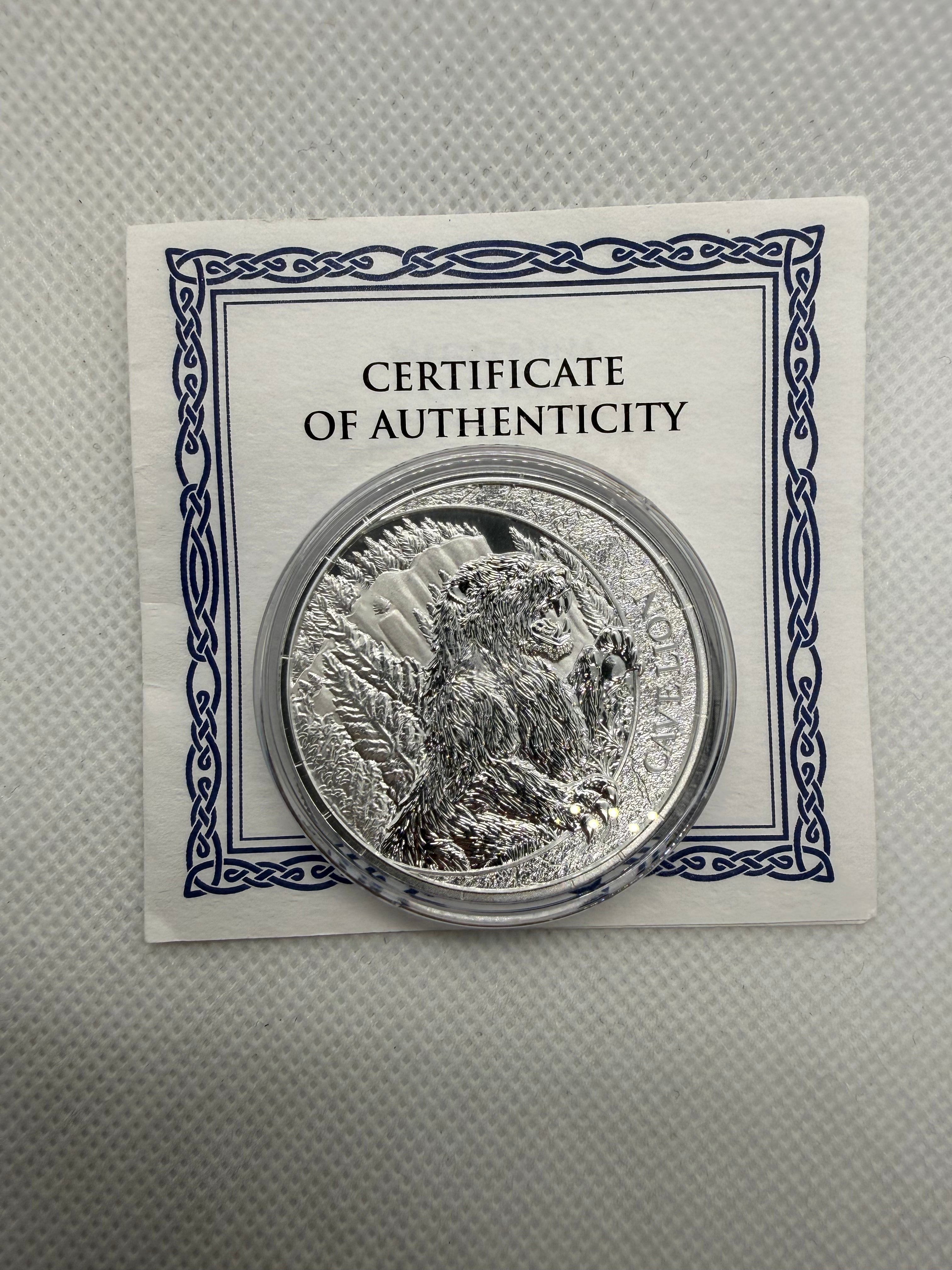 Germania Mint 1oz Fine 999.9 Silver Coin - Megafauna Cave Lion limited to 5000 With COA