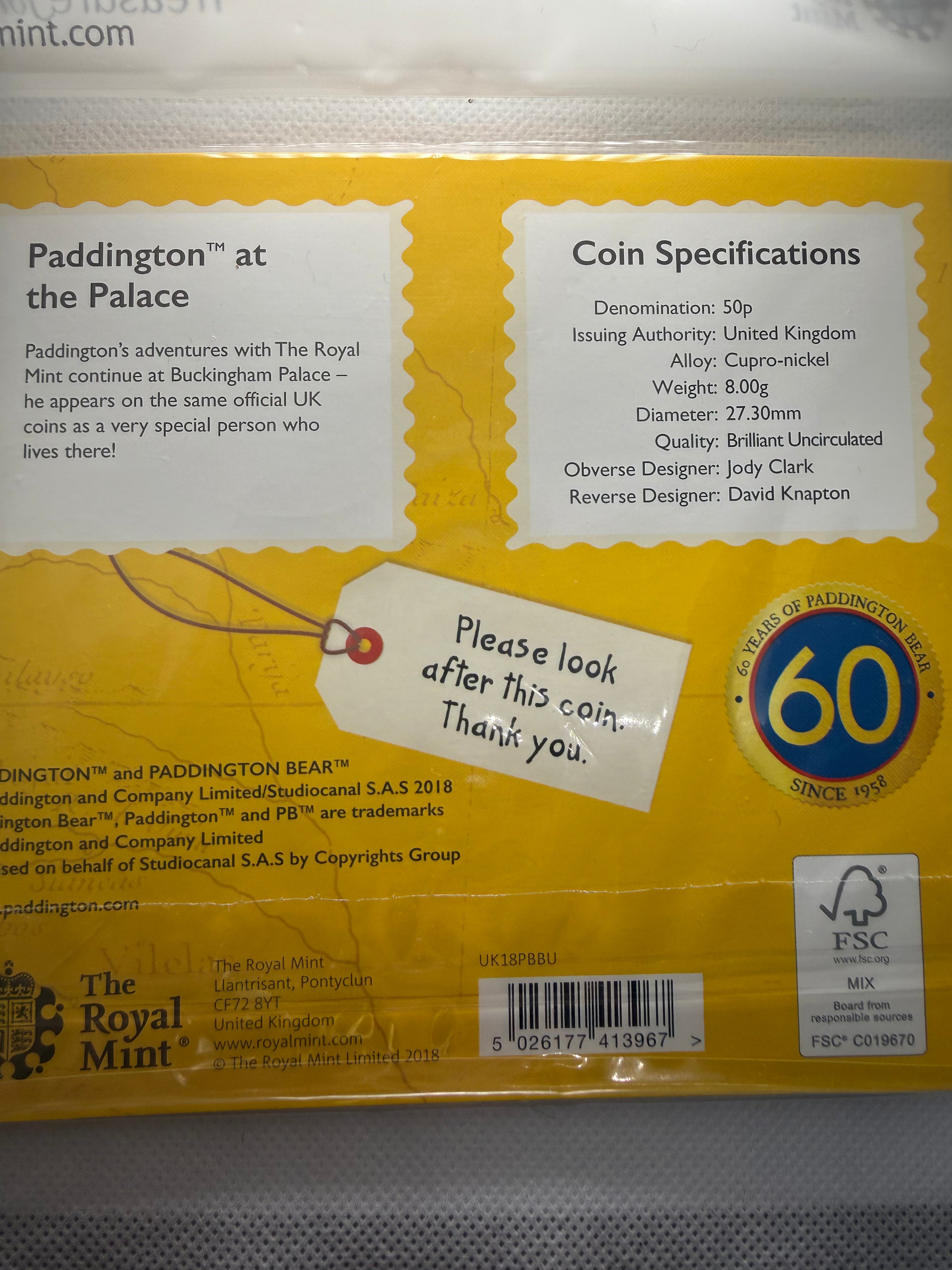 The Royal Mint Paddington at the Palace BU 50 Pence Coin 2018 in presentation Pack