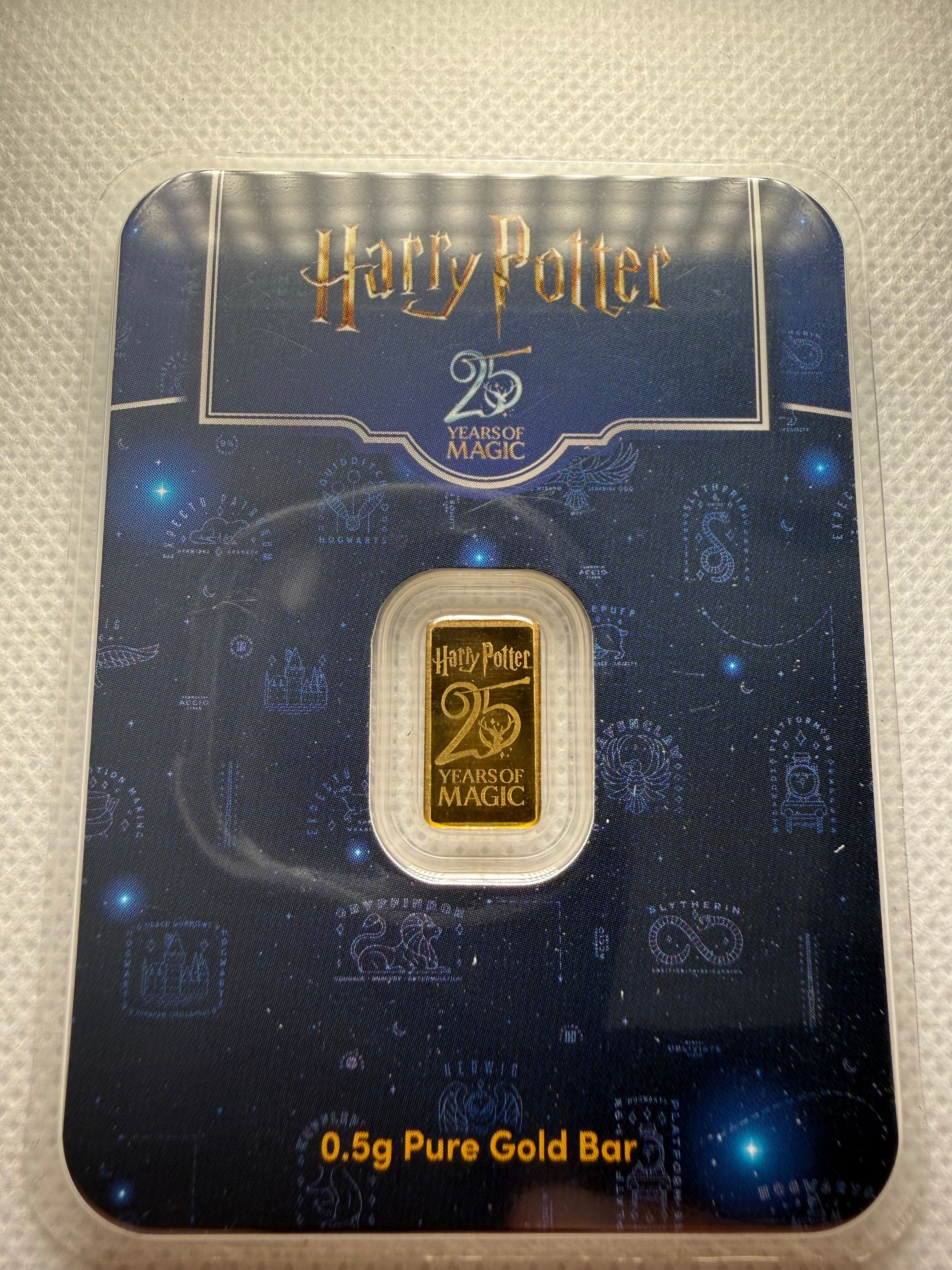 Harry Potter 25 Years of Magic 0.5g Fine 999.9 Gold Bar in TEP Limited Mintage of 10000
