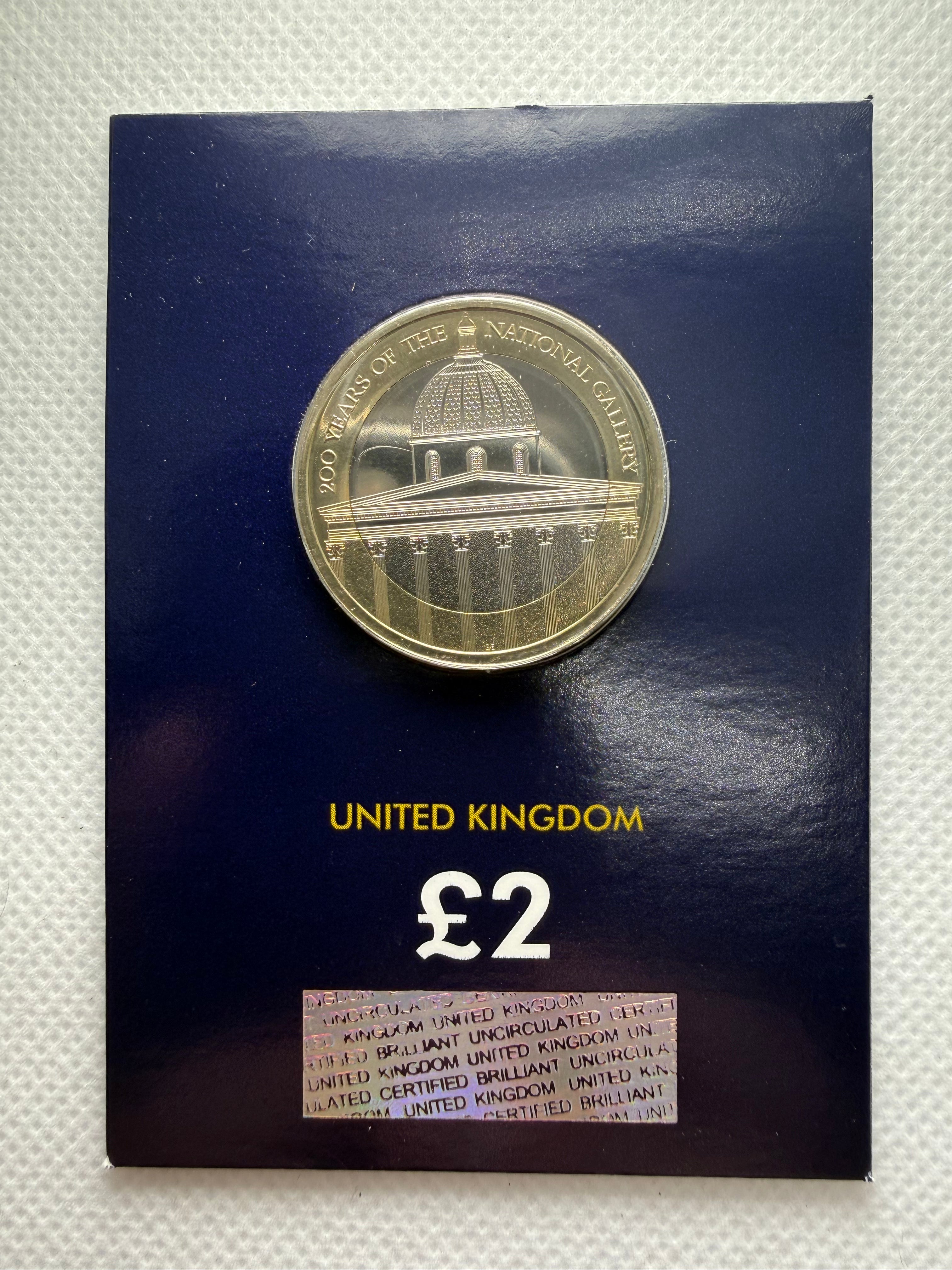 200 years of National Gallery £2 two Pound Coin on Presentation Card